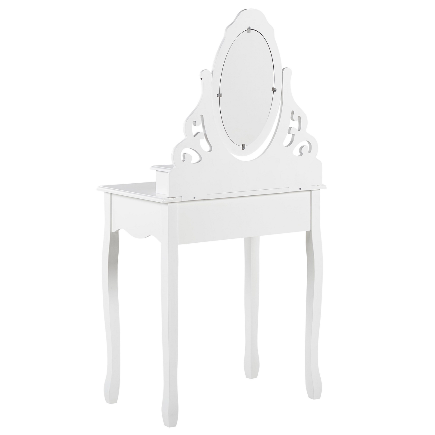 Schminktisch mit ovalem Spiegel Hocker 4 Schubladen weiss AMOUR