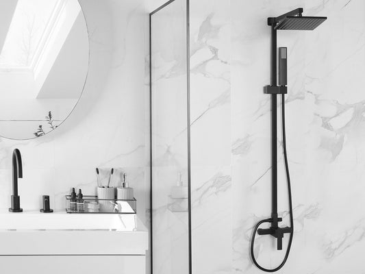 Duschset mit Mischbatterie und Regenbrause TAGBO Schwarz
