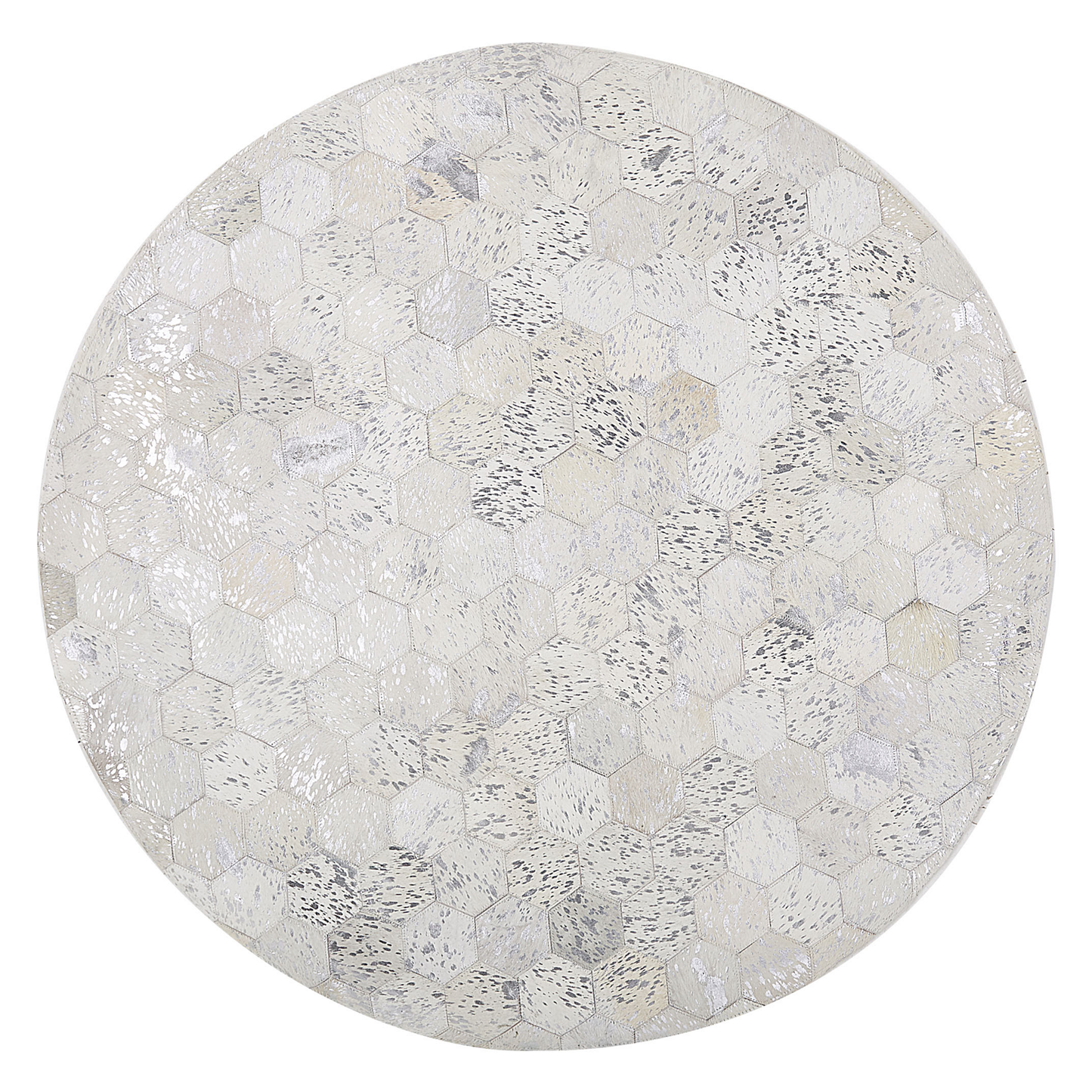 Teppich Kuhfell silber / beige ⌀ 140 cm Patchwork Kurzflor BOZKOY