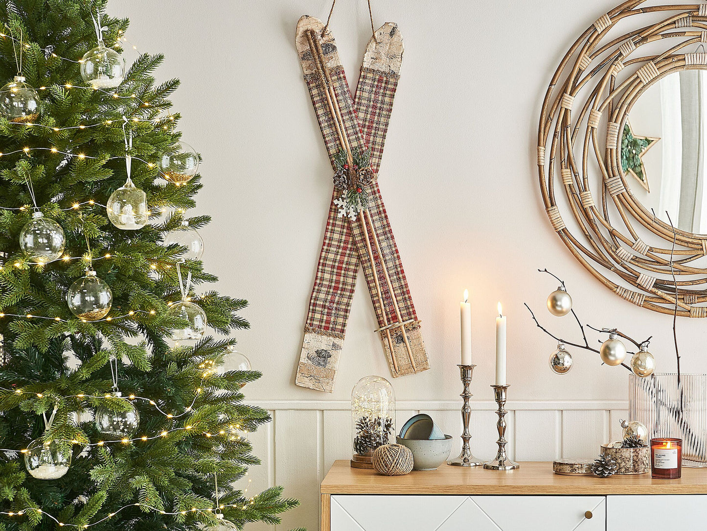 Wanddekoration Papier rot Skier weihnachtlich TOHMO