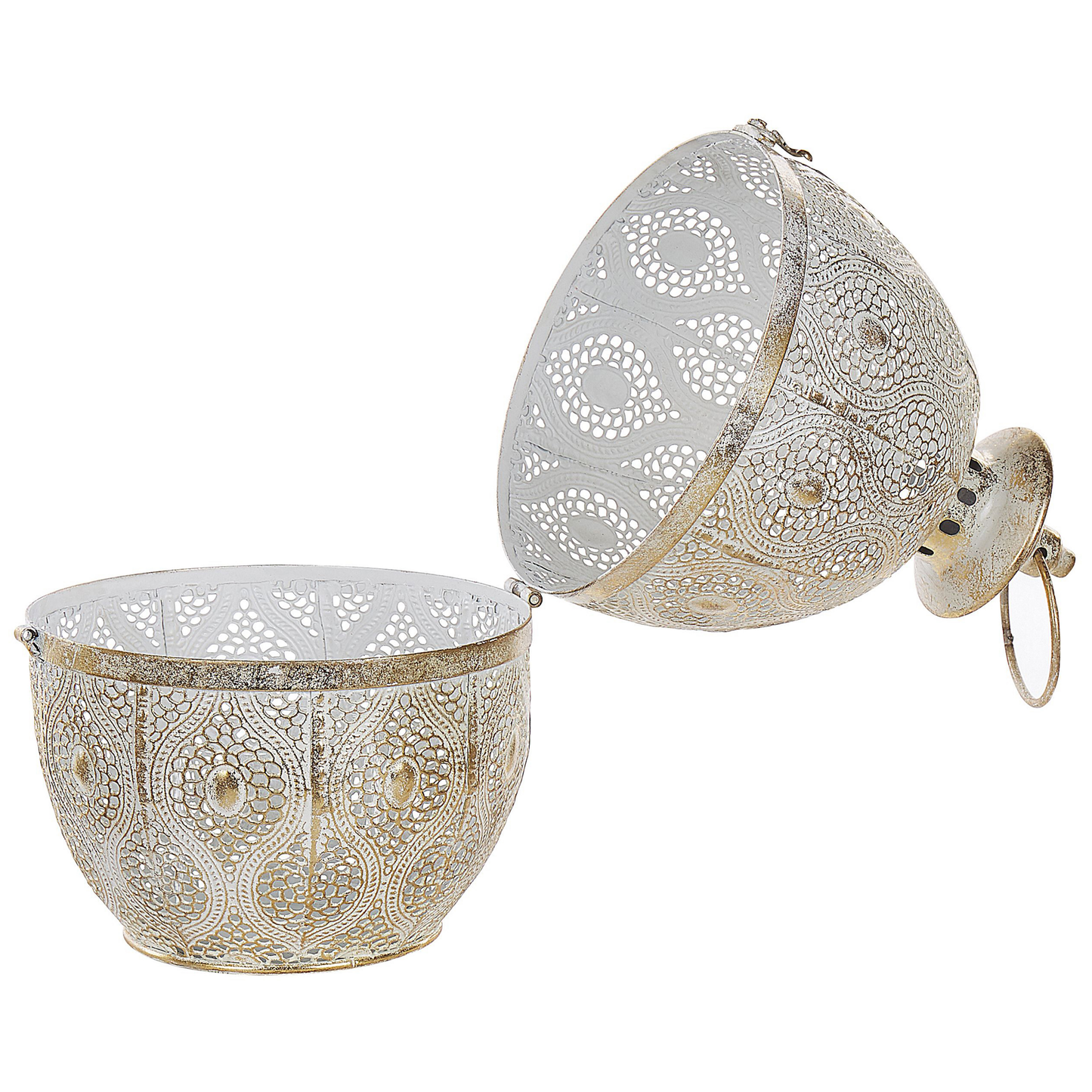Windlichtsäulen AMORGOS Metall 34 cm Gold