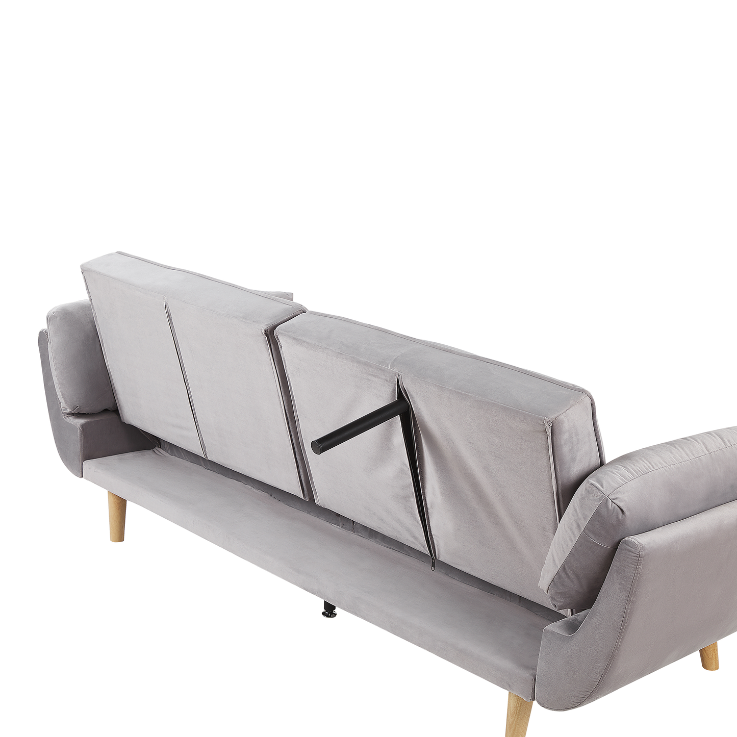 3-Sitzer Schlafsofa Samtstoff hellgrau ASBY