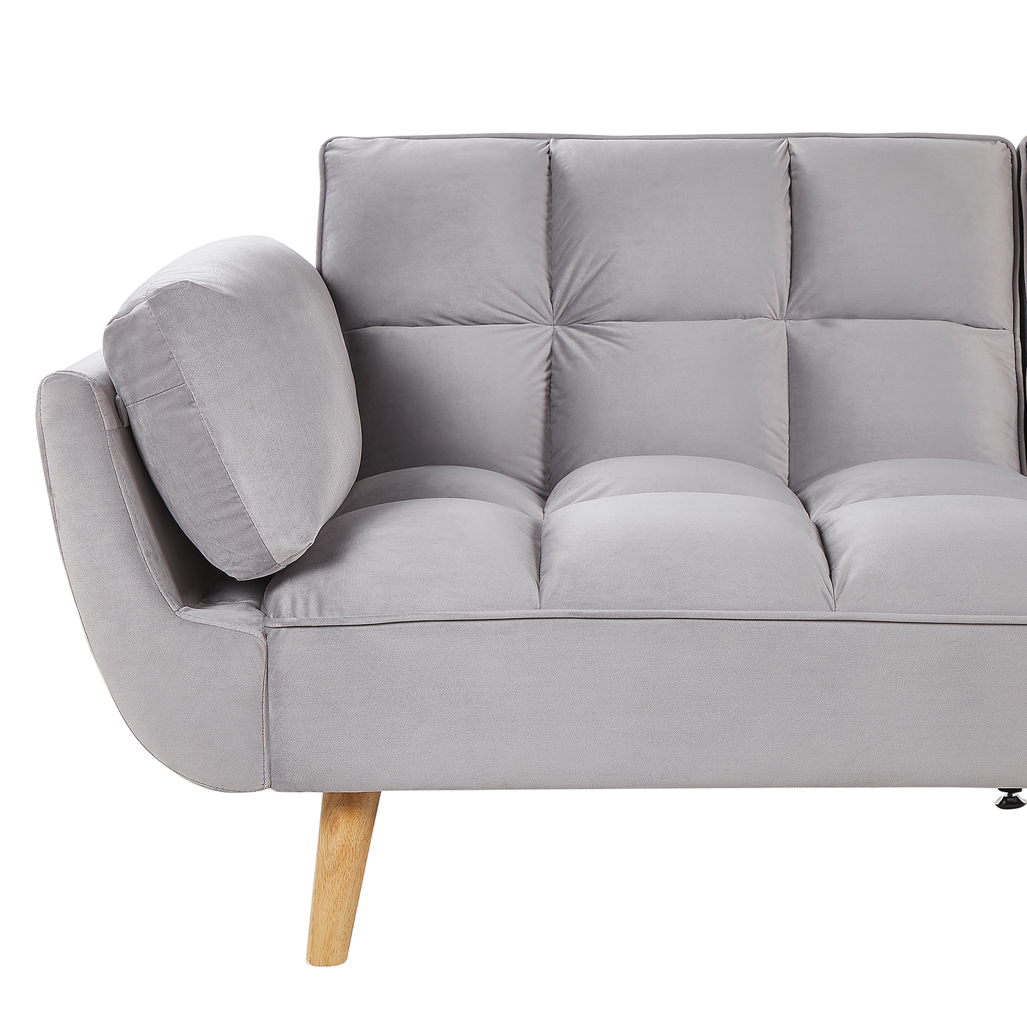 3-Sitzer Schlafsofa Samtstoff hellgrau ASBY