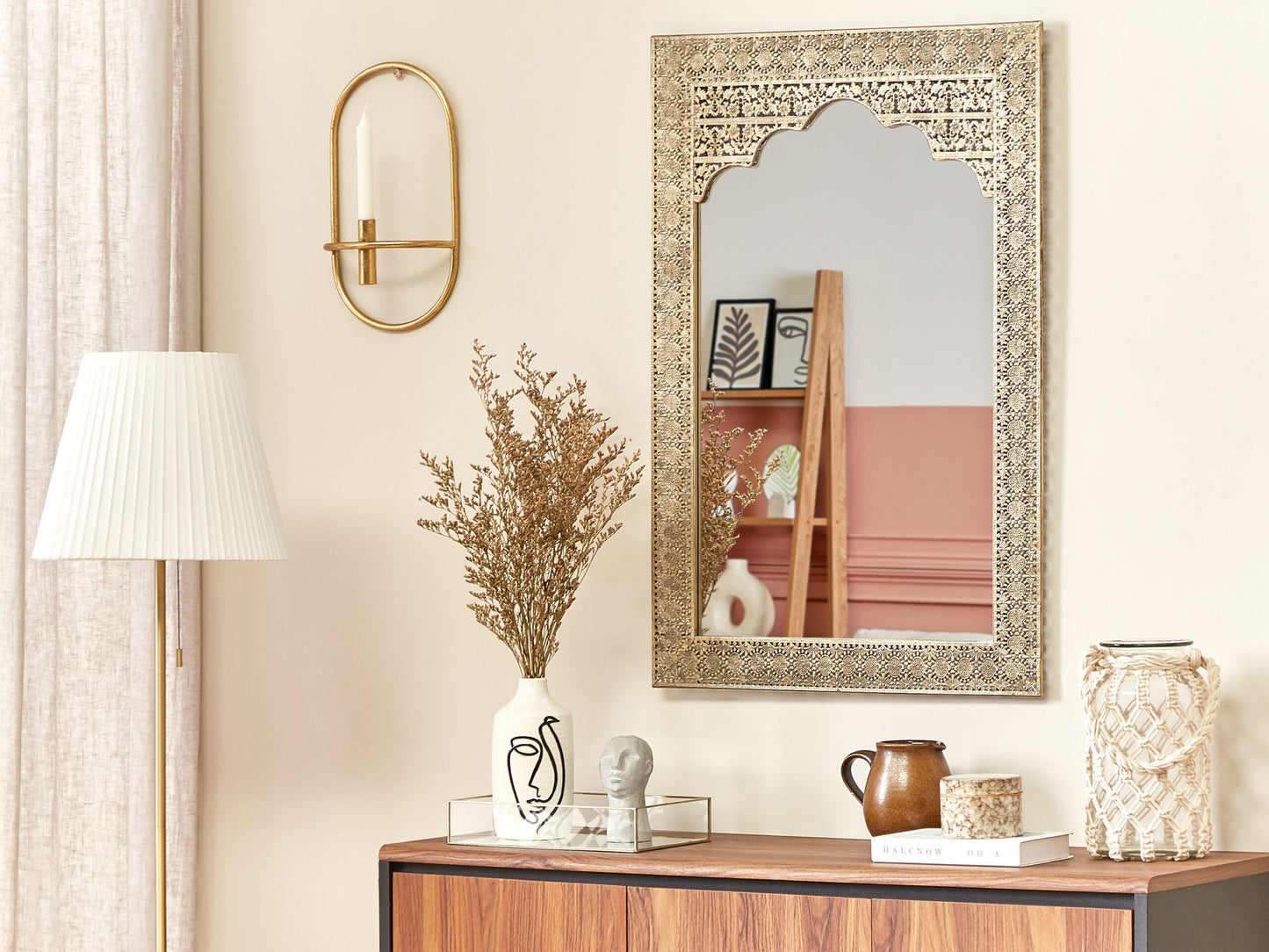 Wandspiegel PALI 60 cm 90 cm Metall Gold