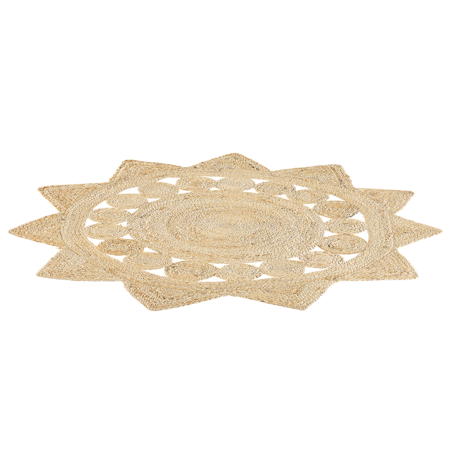 Teppich Jute beige ⌀ 120 cm Kurzflor zweiseitig ARABAN