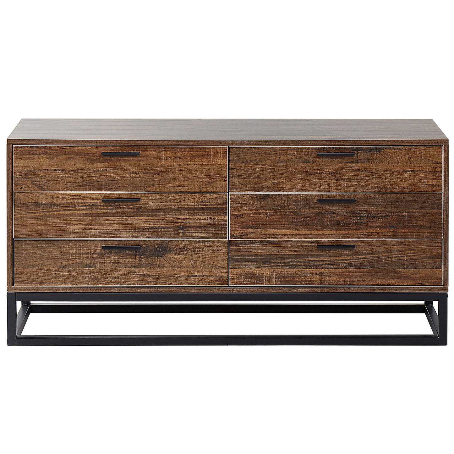 Kommode dunkler Holzfarbton / schwarz 6 Schubladen DELTA