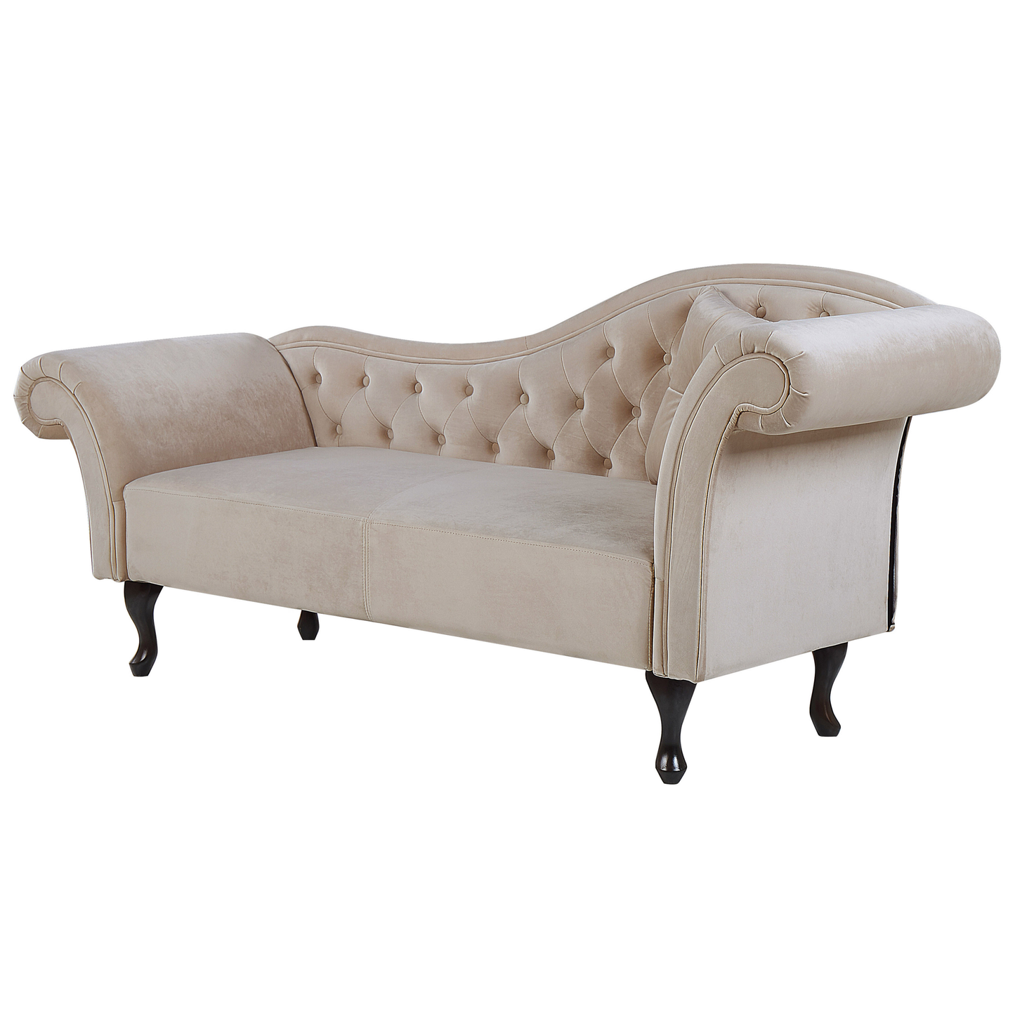 Chaiselongue Samtstoff beige rechtsseitig LATTES