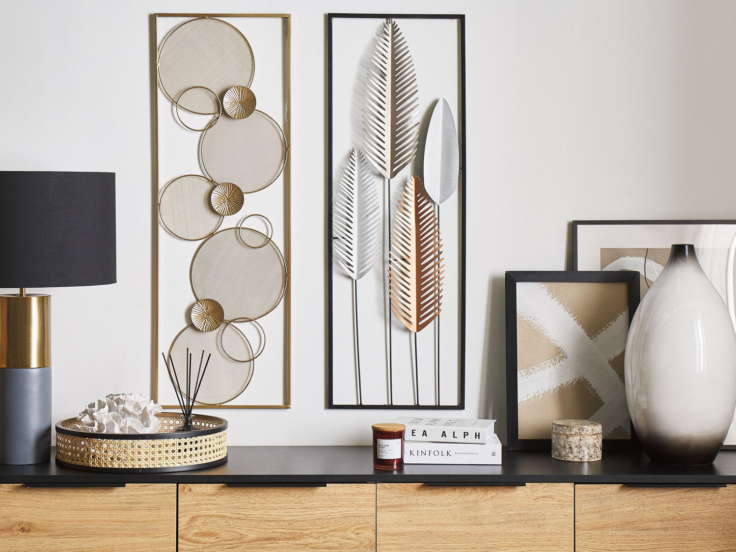 Wandobjekt Blatt NIOBIUM Metall 90 cm Silber