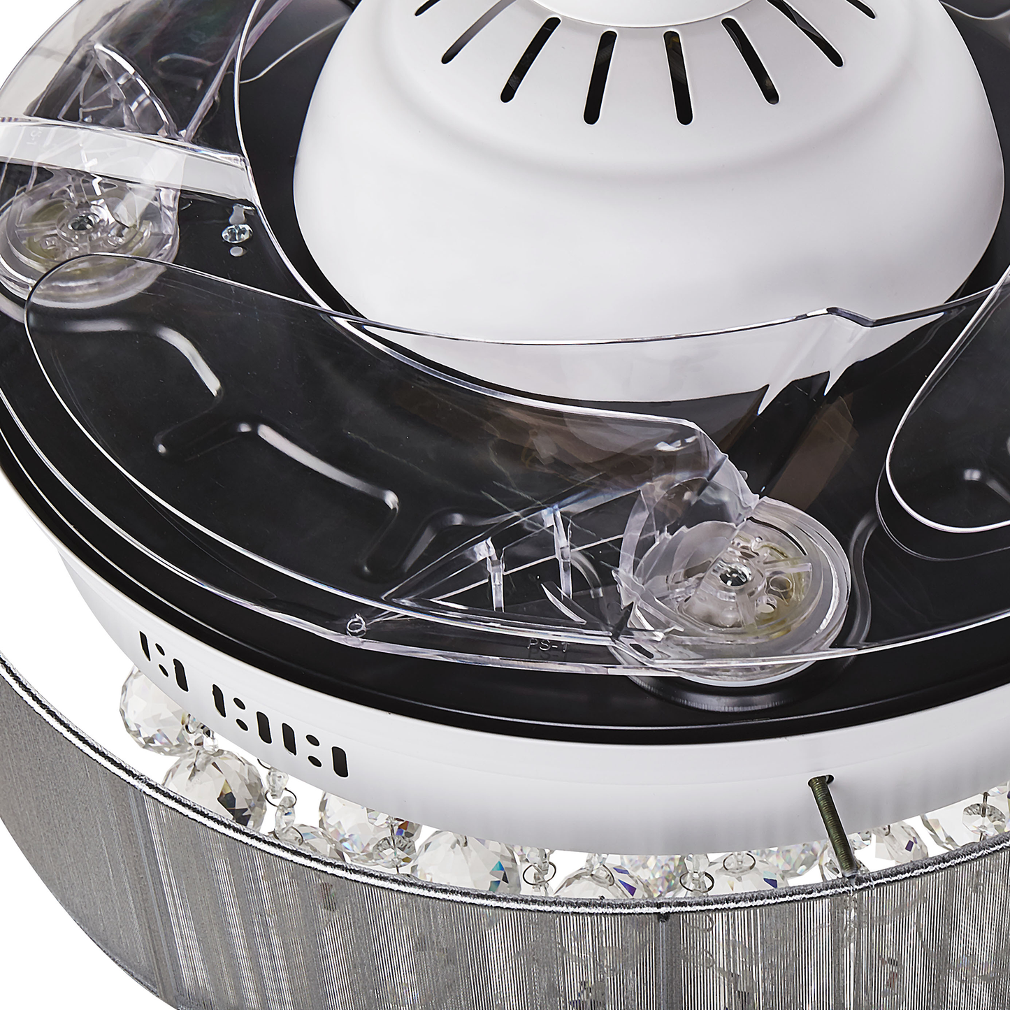 Deckenventilator mit Licht weiss Kristall-Optik einziehbare Flügel PEEL