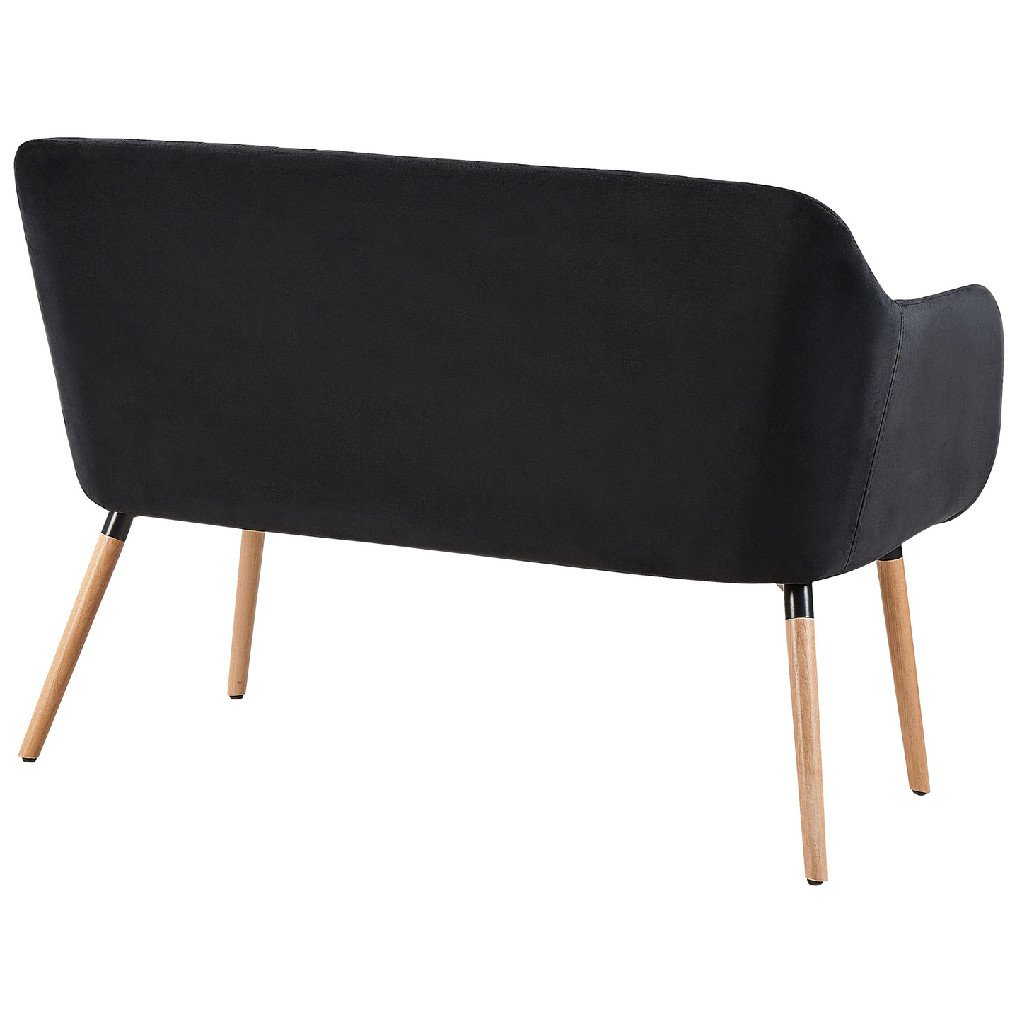 2-Sitzer Küchensofa Samtstoff schwarz / heller Holzfarbton TABY