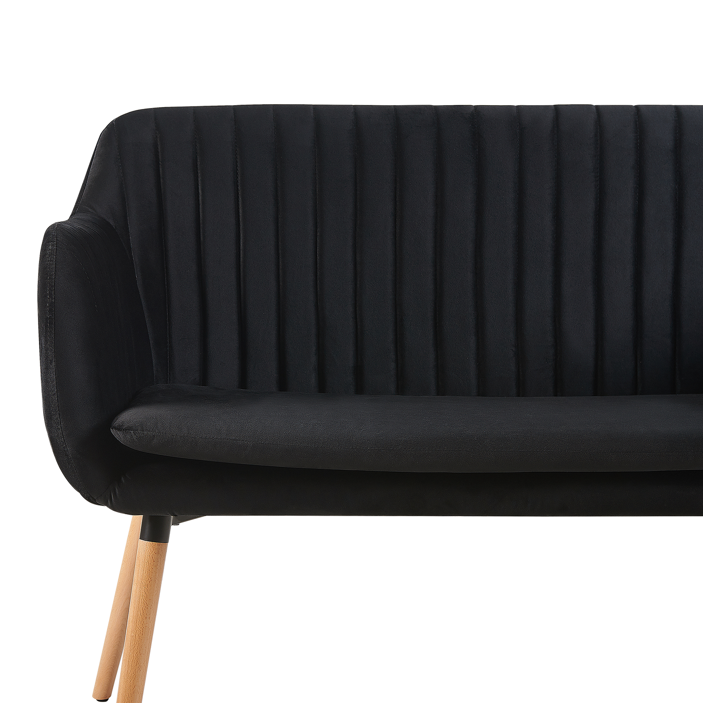 2-Sitzer Küchensofa Samtstoff schwarz / heller Holzfarbton TABY