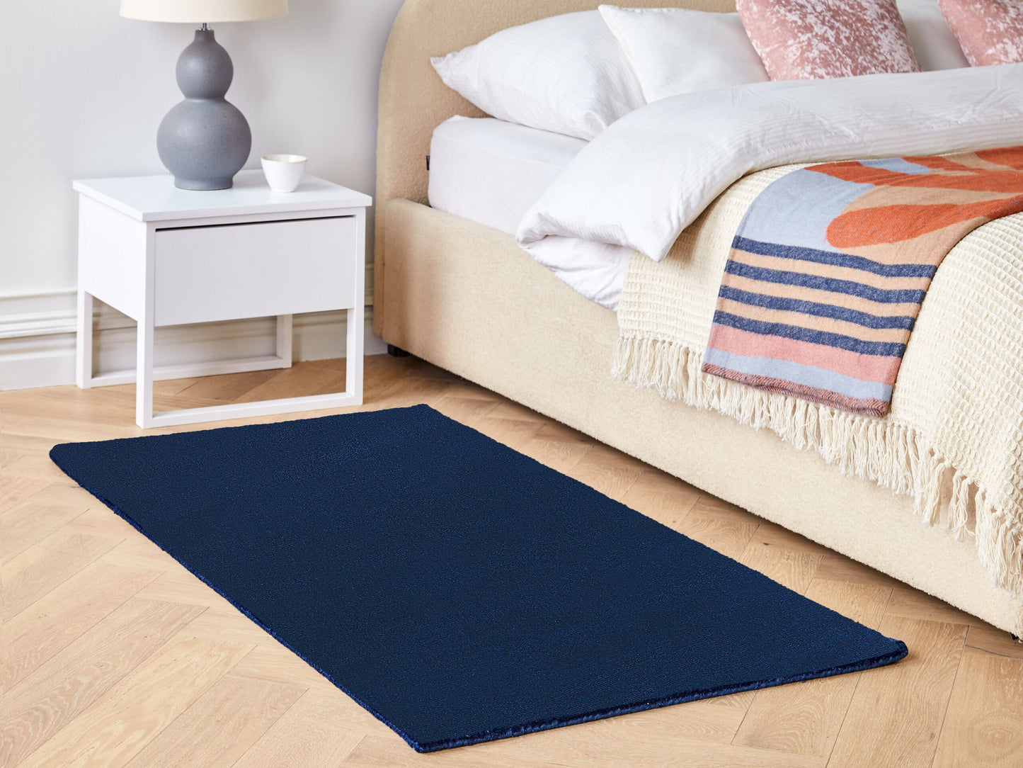 Teppich marineblau 80 x 150 cm Kurzflor GESI II