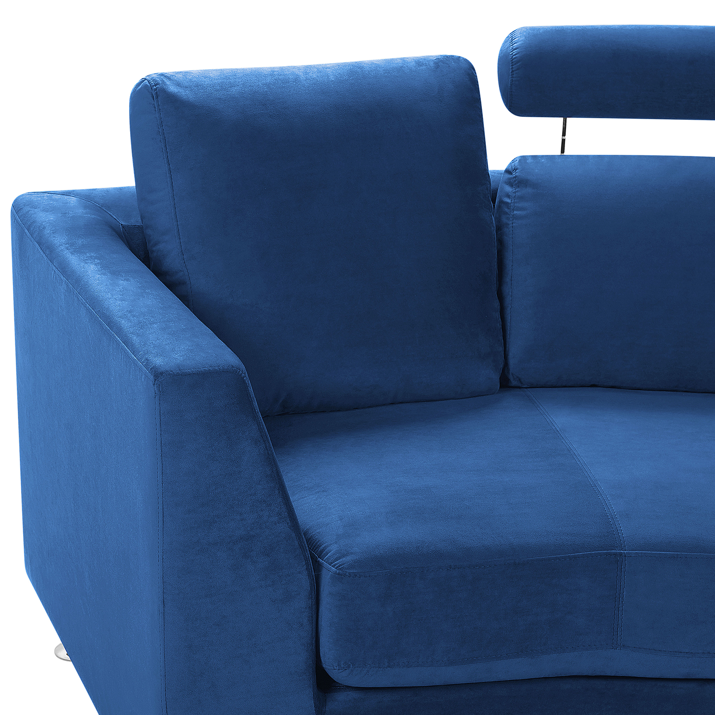 7-Sitzer Sofa Samtstoff dunkelblau halbrund mit Ottomane ROTUNDE