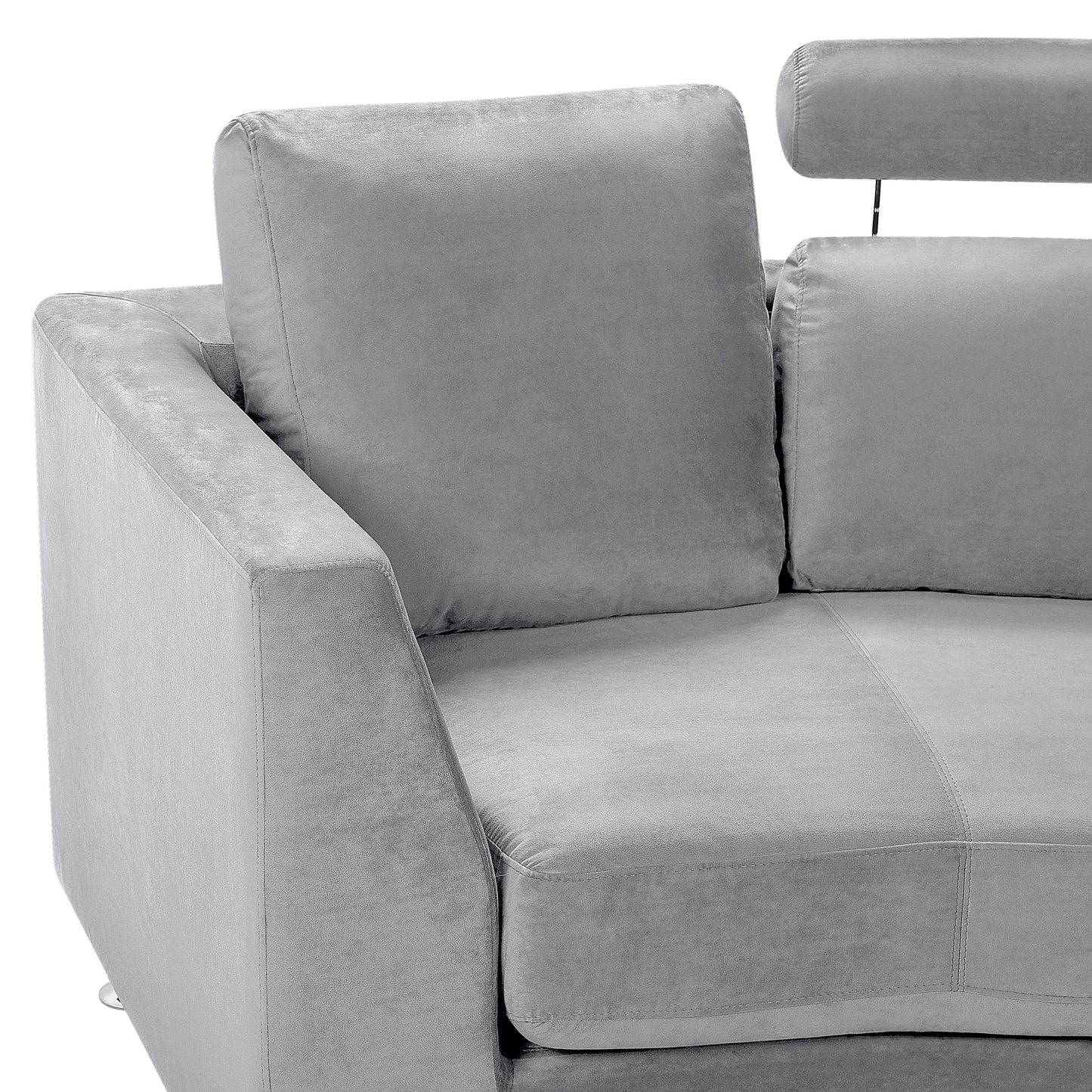 7-Sitzer Sofa Samtstoff hellgrau halbrund mit Ottomane ROTUNDE