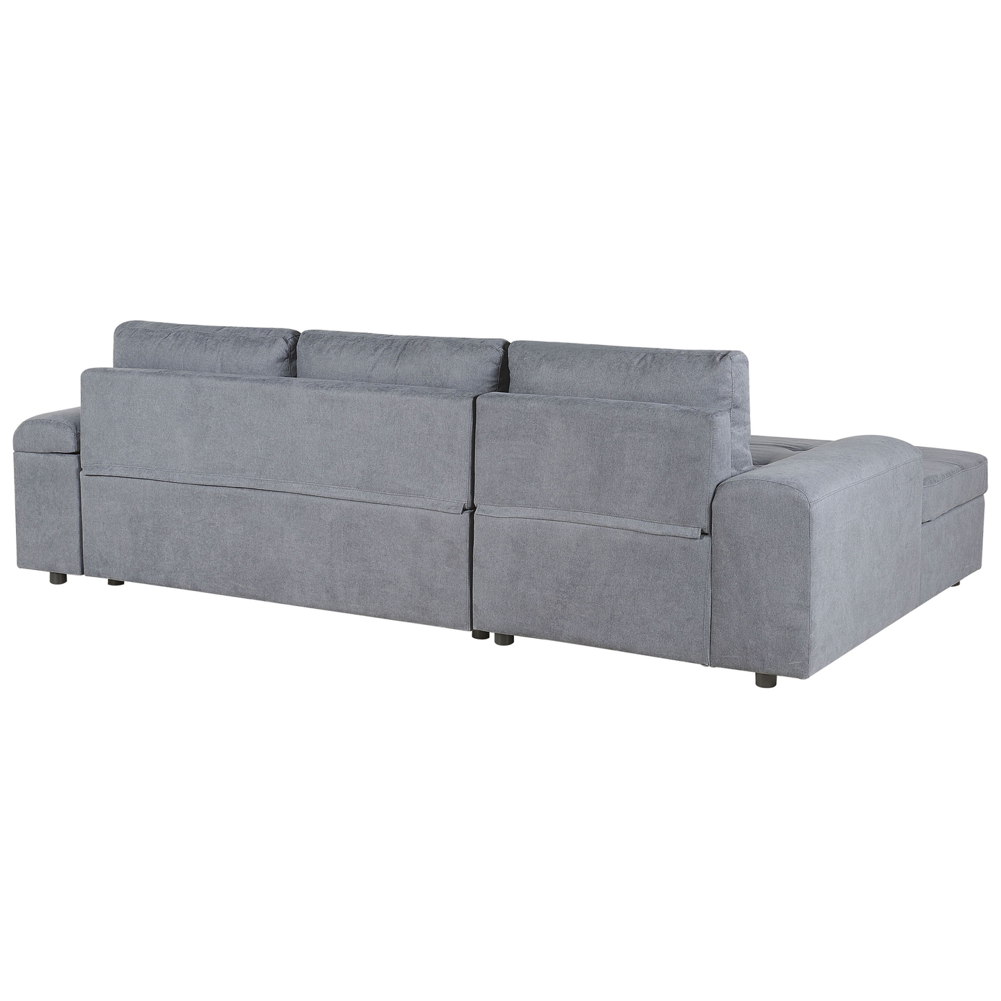 Schlafsofa Polsterbezug dunkelgrau Bettkasten Armlehne mit Stauraum KIRUNA II