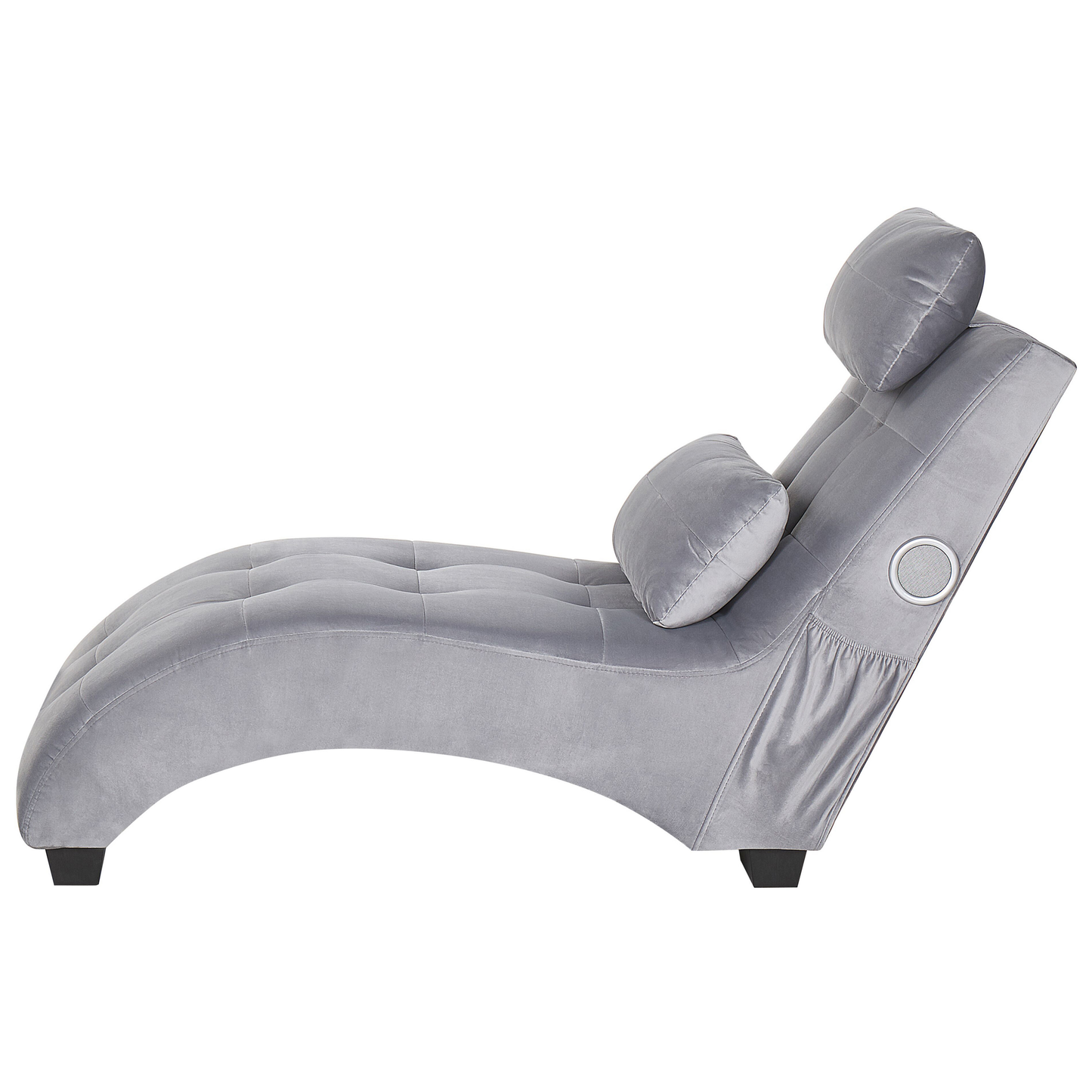 Chaiselongue Samtstoff mit Bluetooth Lautsprecher USB-Port hellgrau SIMORRE