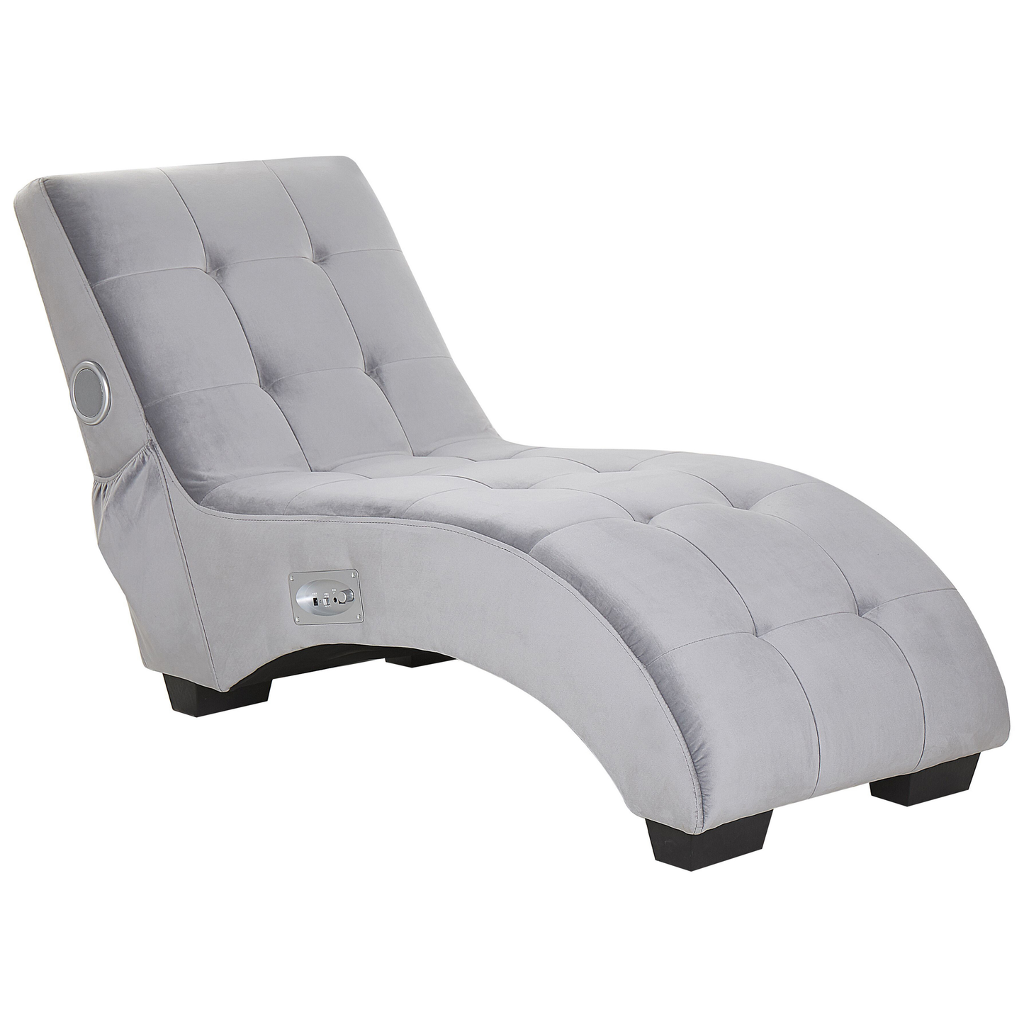 Chaiselongue Samtstoff mit Bluetooth Lautsprecher USB-Port hellgrau SIMORRE