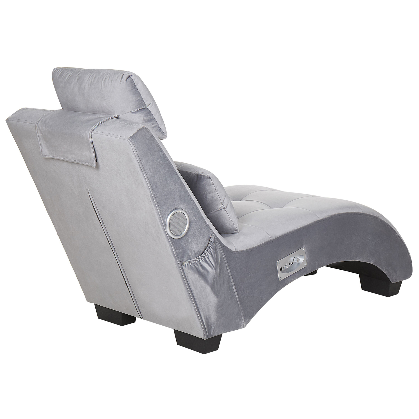 Chaiselongue Samtstoff mit Bluetooth Lautsprecher USB-Port hellgrau SIMORRE