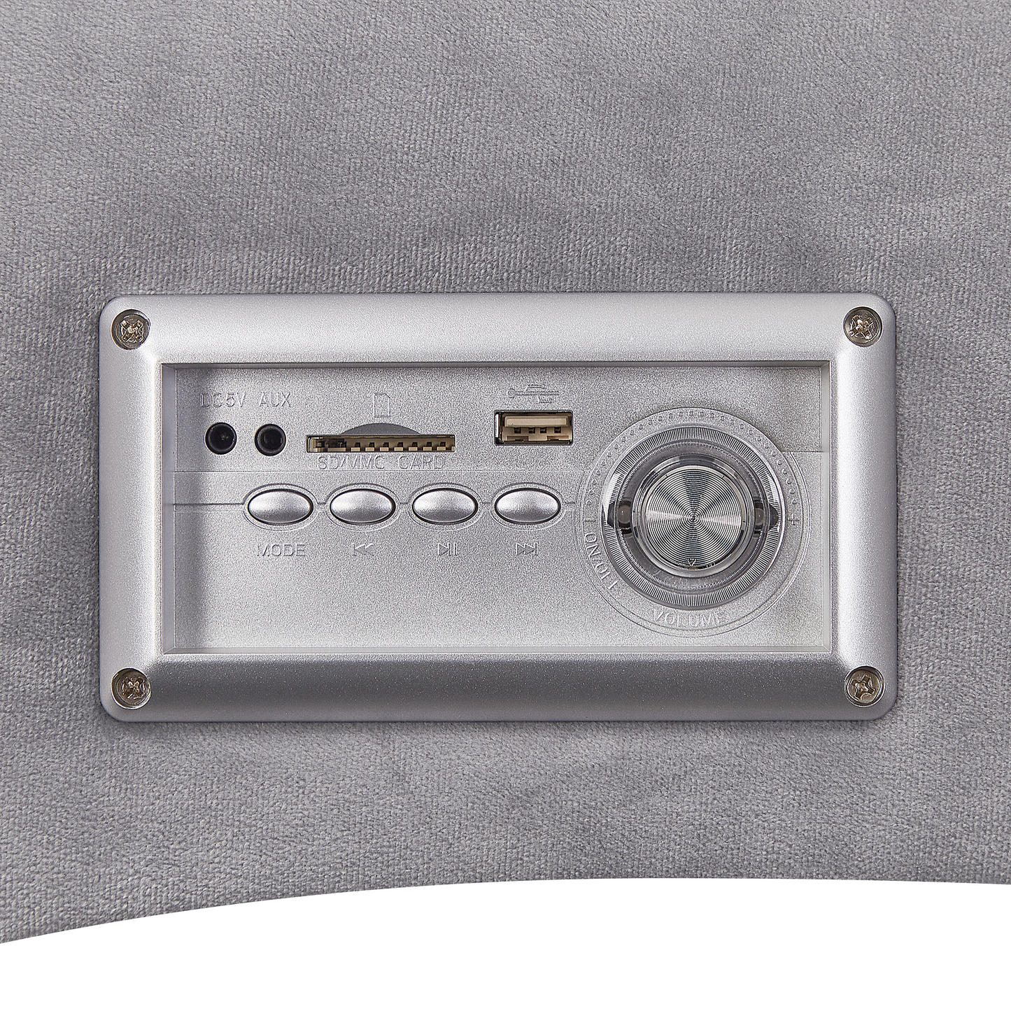 Chaiselongue Samtstoff mit Bluetooth Lautsprecher USB-Port hellgrau SIMORRE