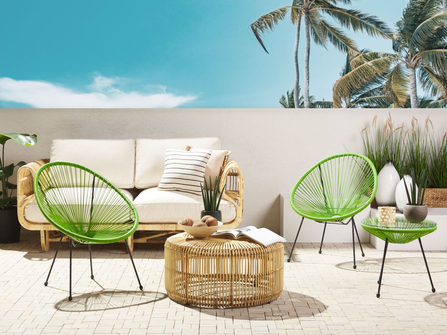 Gartenstuhl 2er Set ACAPULCO II Polyrattan Grün