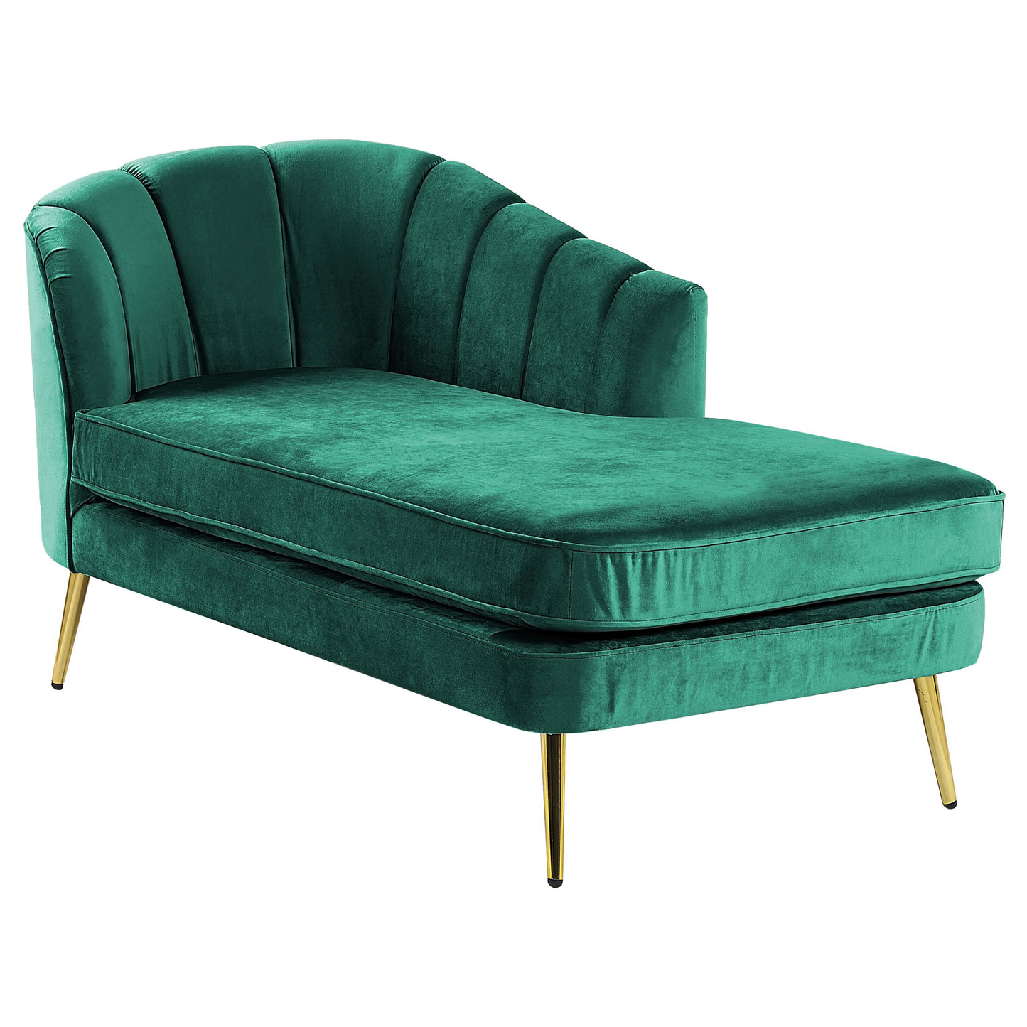 Chaiselongue Samtstoff smaragdgrün linksseitig ALLIER