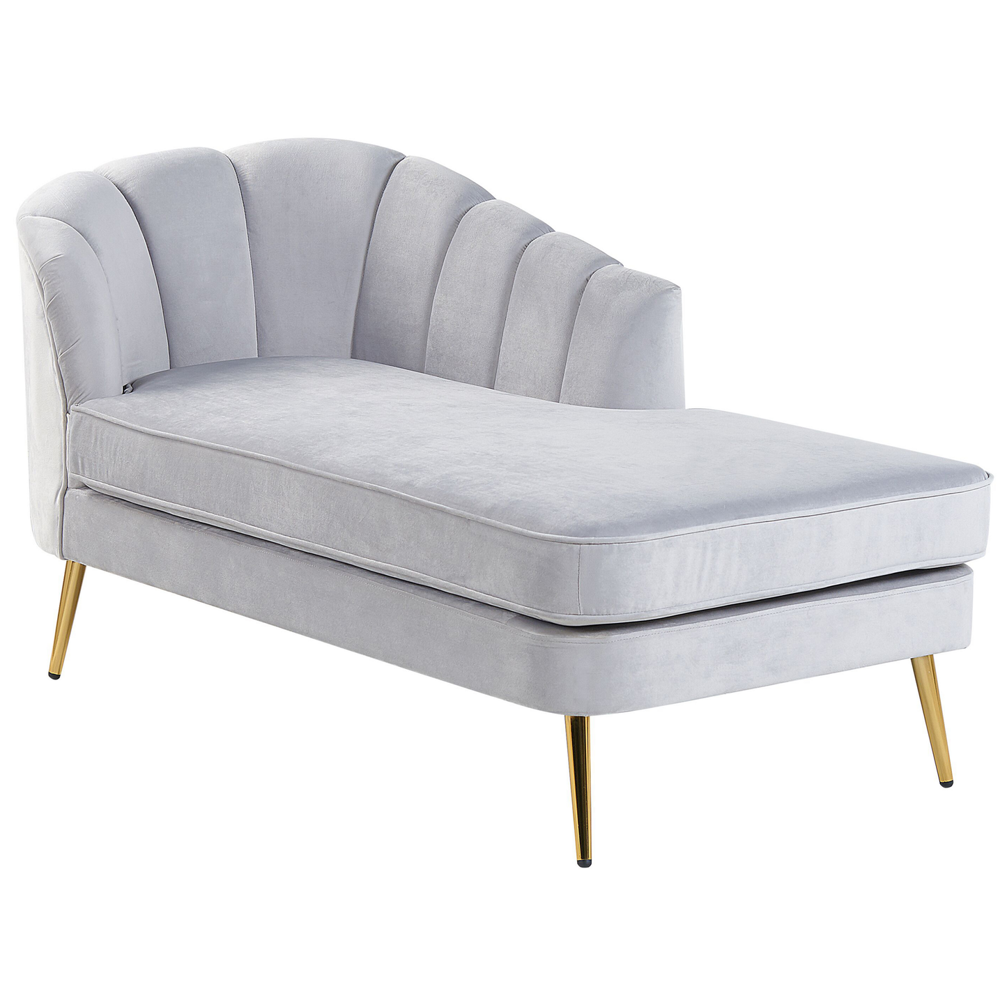 Chaiselongue Samtstoff hellgrau linksseitig ALLIER