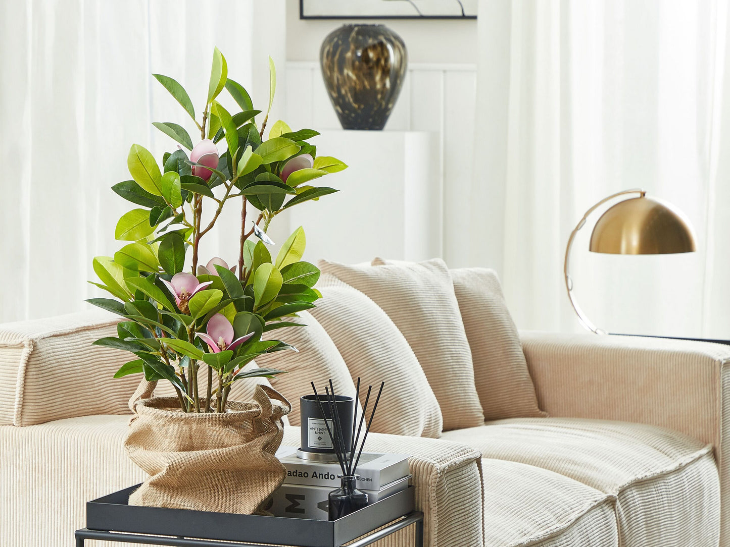 Kunstpflanze im Blumentopf 70 cm MAGNOLIA
