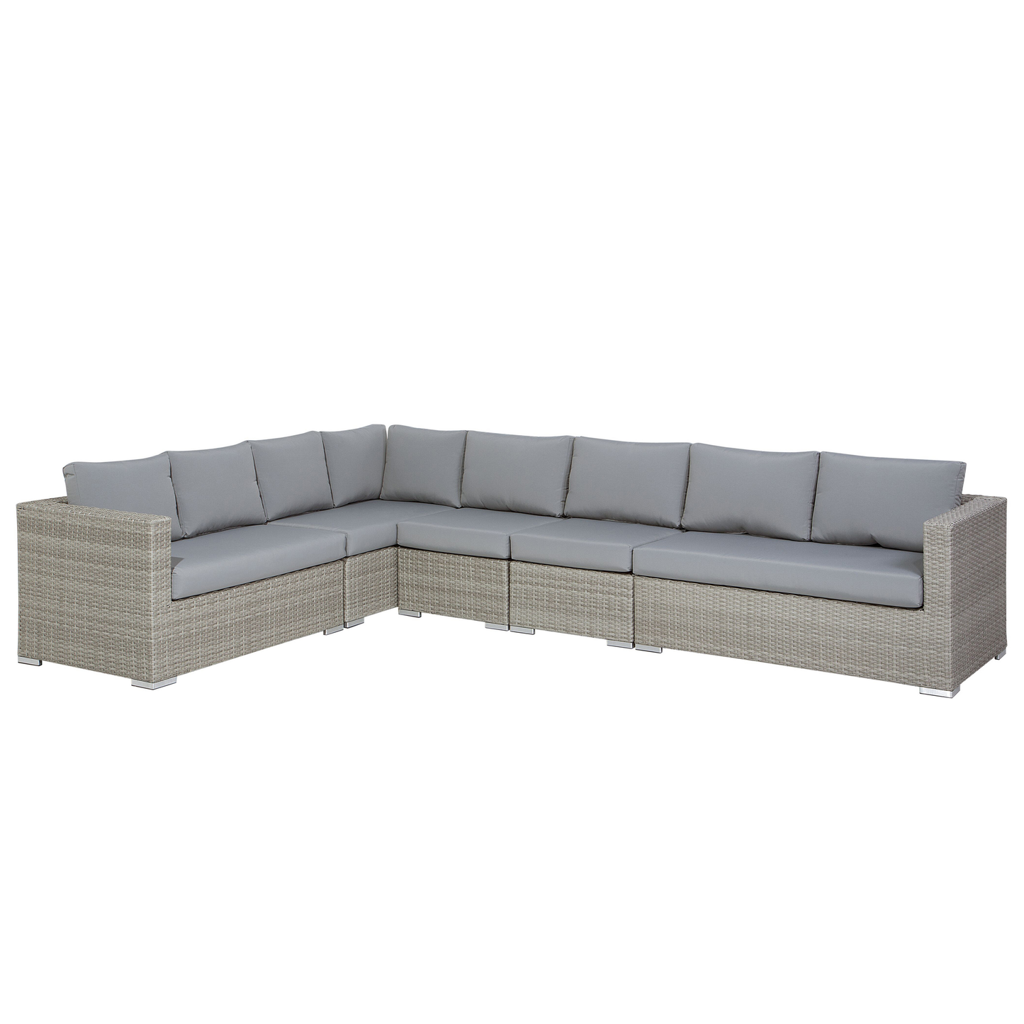 Lounge Set mit Tisch 8-Sitzer XXL rechtsseitig modular Polyrattan Grau