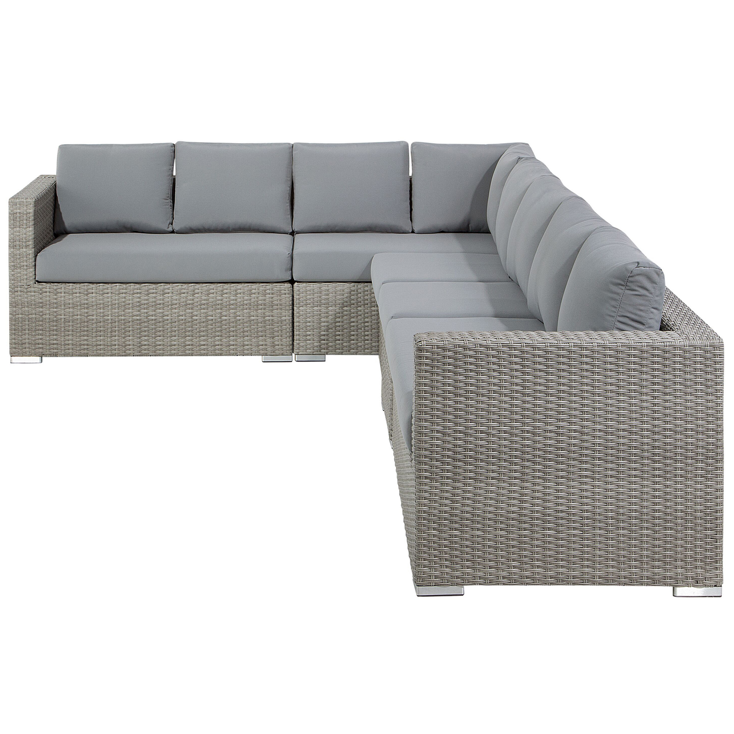 Lounge Set mit Tisch 8-Sitzer XXL rechtsseitig modular Polyrattan Grau