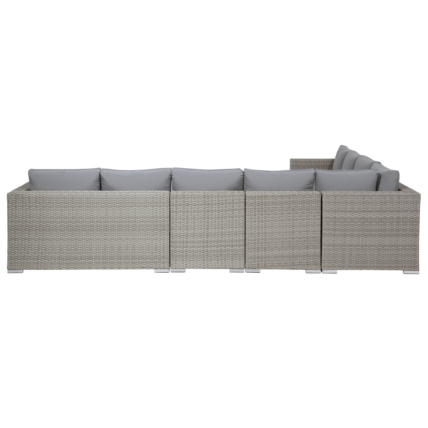 Lounge Set mit Tisch 8-Sitzer XXL rechtsseitig modular Polyrattan Grau