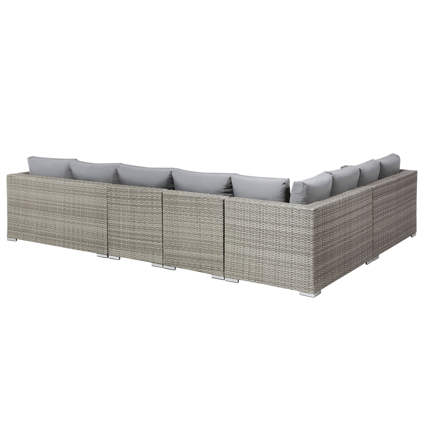 Lounge Set mit Tisch 8-Sitzer XXL rechtsseitig modular Polyrattan Grau