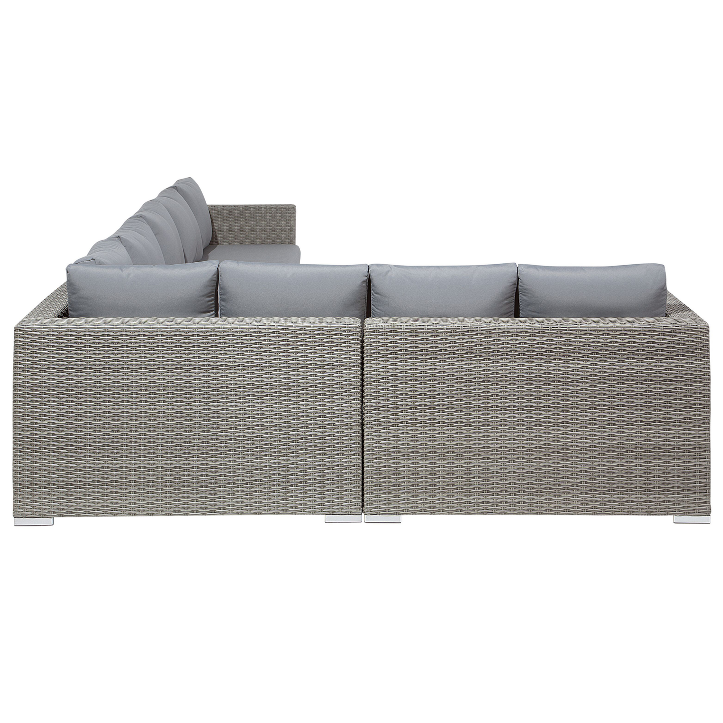 Lounge Set mit Tisch 8-Sitzer XXL rechtsseitig modular Polyrattan Grau
