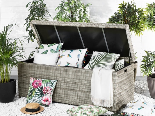 Aufbewahrungsbox MODENA Polyrattan 158 cm 63 cm Grau