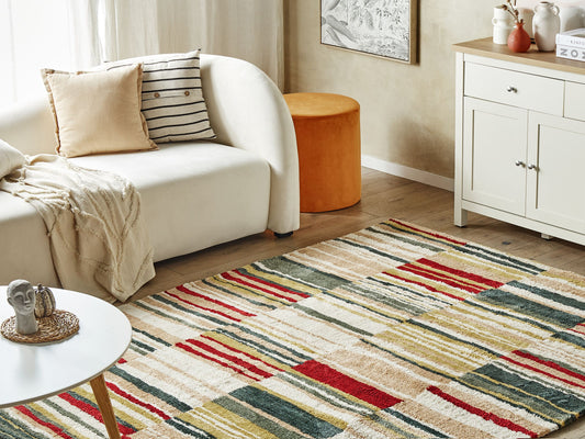 Teppich bunt 140 x 200 cm Kurzflor FATSA