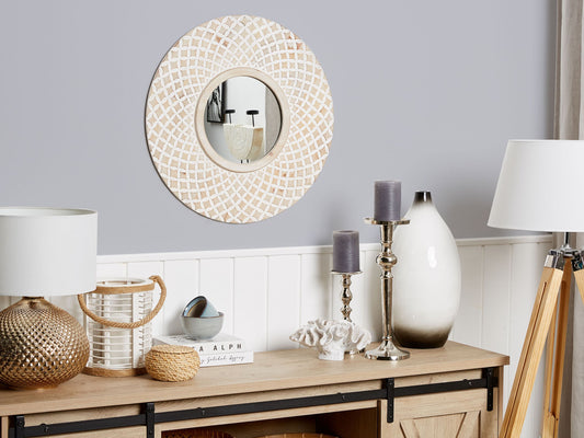 Wandspiegel POMARO 60 cm 60 cm Holz Hellbraun