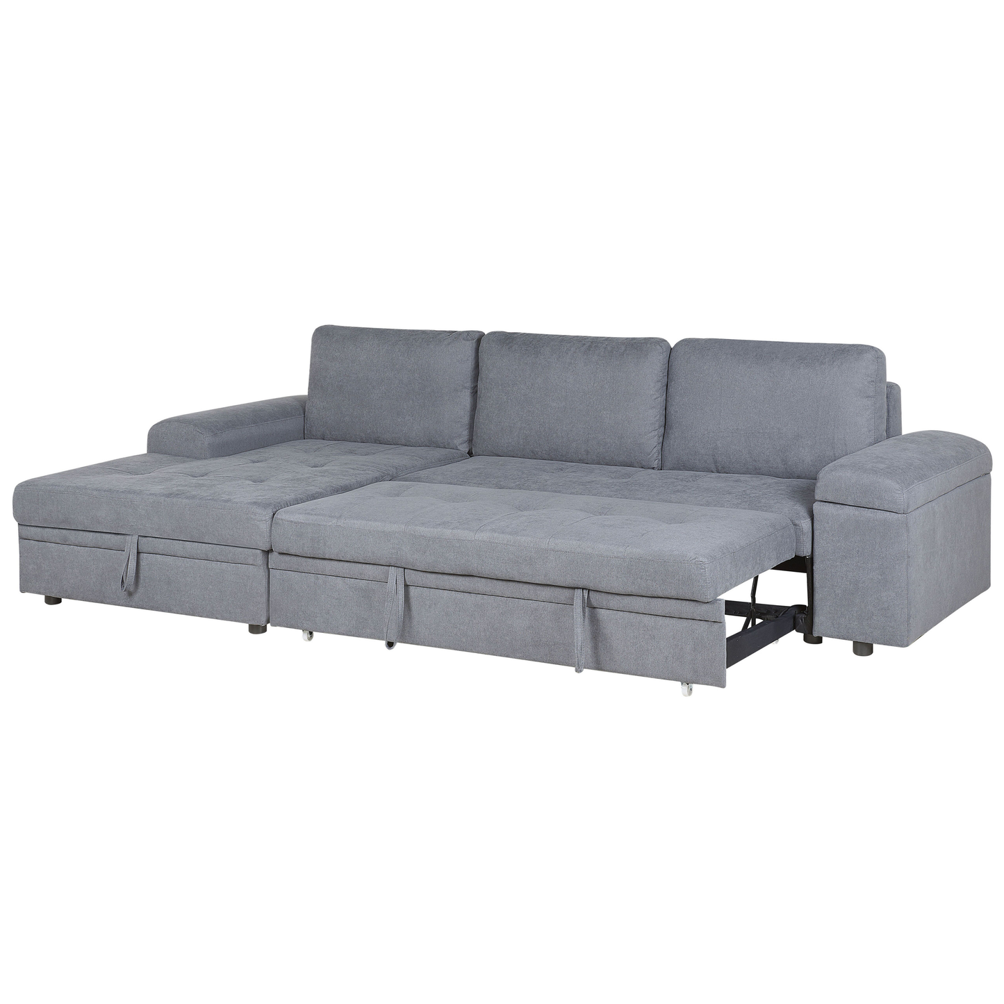 Schlafsofa Polsterbezug dunkelgrau Bettkasten Armlehne mit Stauraum KIRUNA II