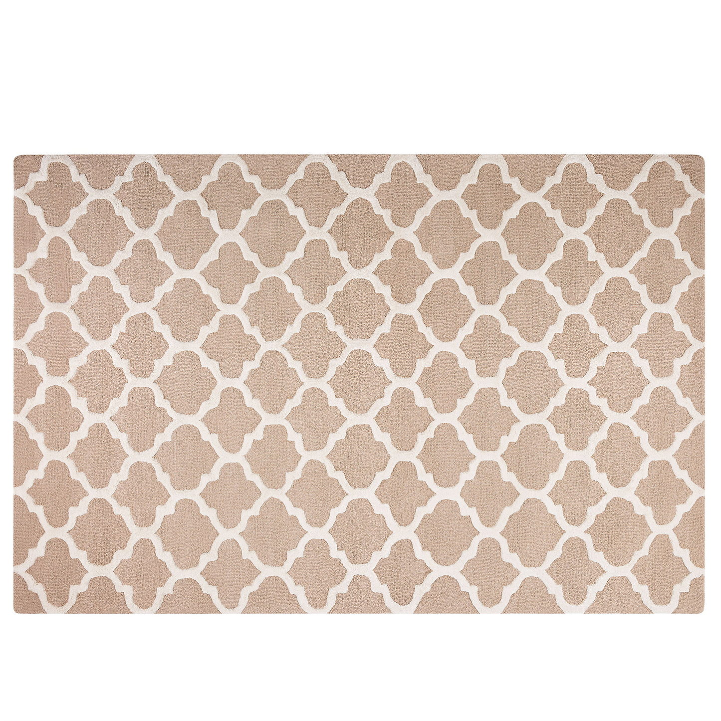 Teppich Wolle beige 160 x 230 cm marokkanisches Muster Kurzflor ERBAA