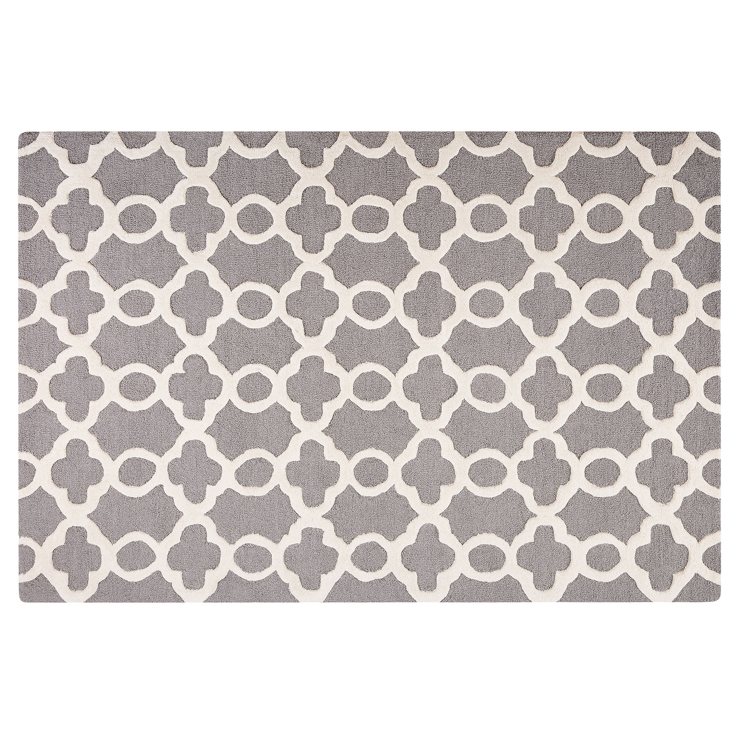 Teppich Wolle grau 140 x 200 cm marokkanisches Muster Kurzflor ZILE