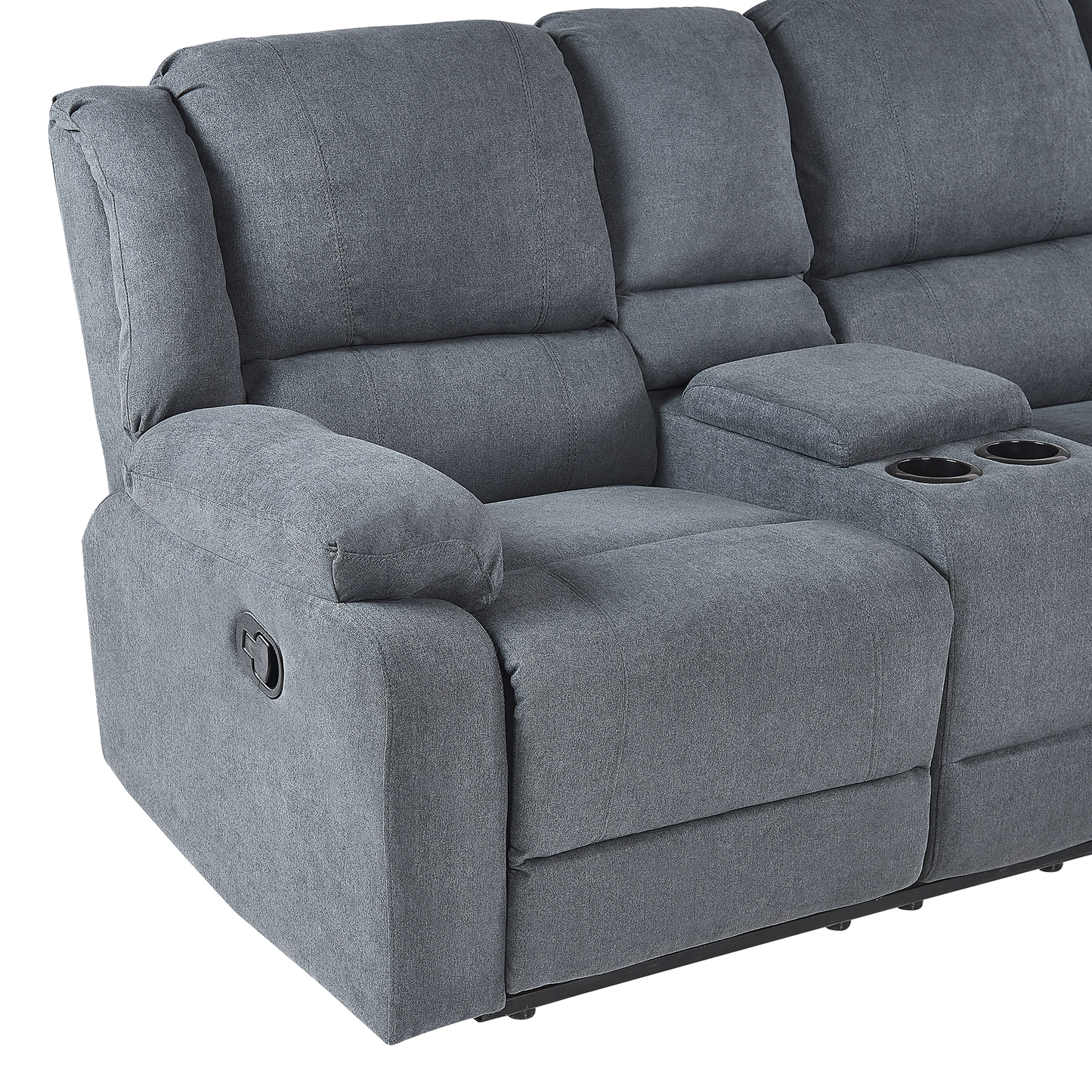 5-Sitzer Ecksofa Stoff manuell verstellbar dunkelgrau ROKKE