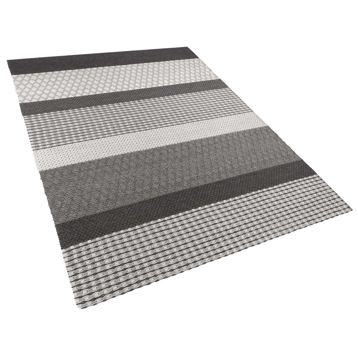 Teppich Wolle grau 160 x 220 cm Streifenmuster Kurzflor AKKAYA