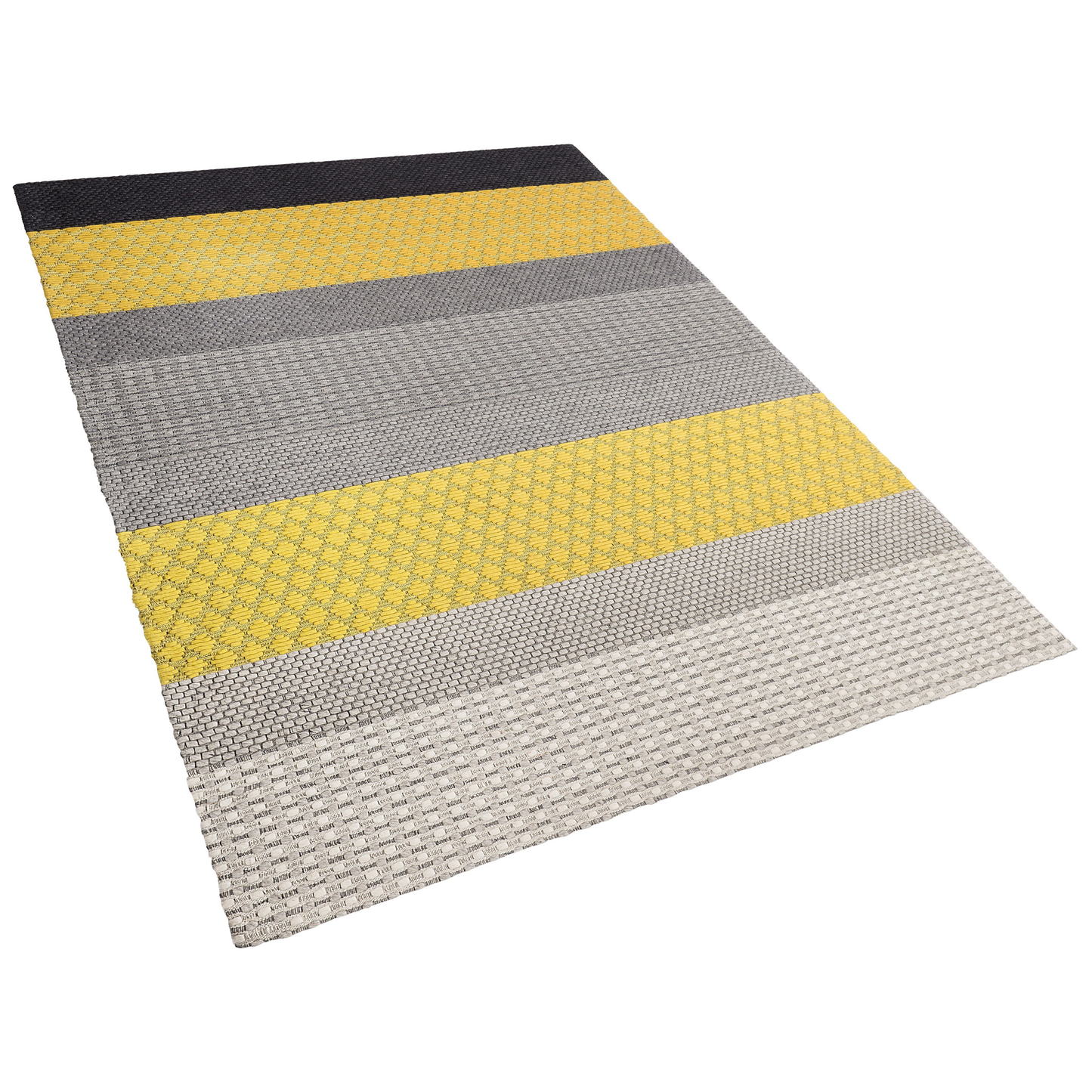 Teppich Wolle grau / gelb 160 x 220 cm Streifenmuster Kurzflor AKKAYA