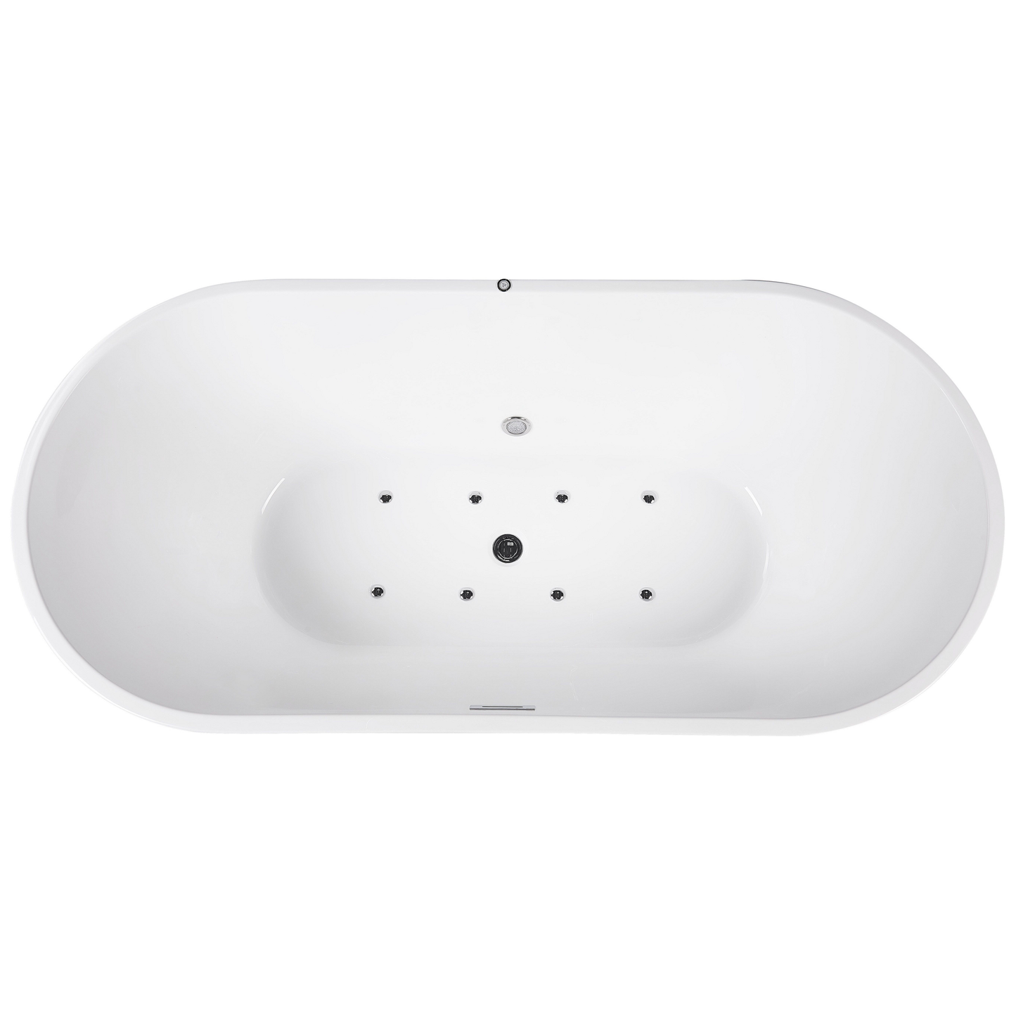 Whirlpool Badewanne weiss freistehend mit LED oval 170 x 80 cm HAVANA