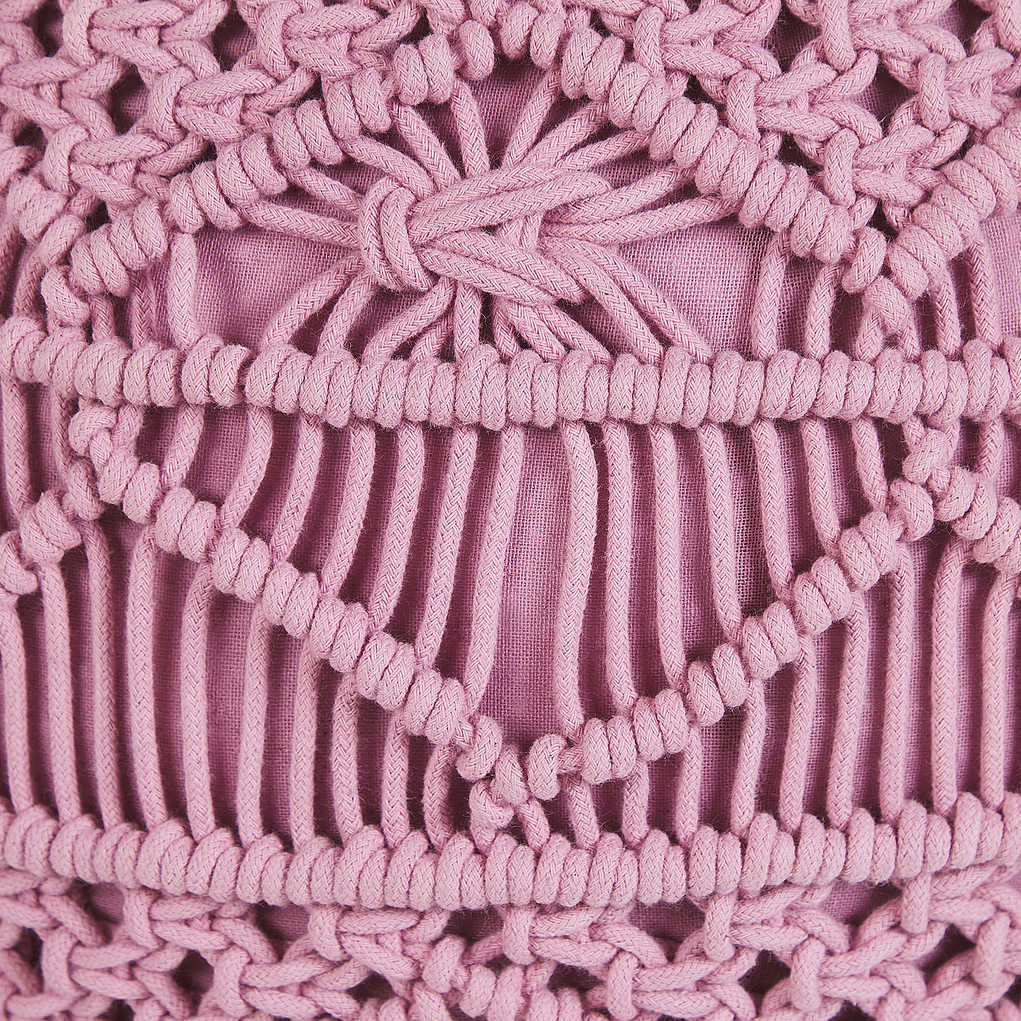 Pouf Makramee Baumwolle rosa ⌀ 40 cm KAYSERI