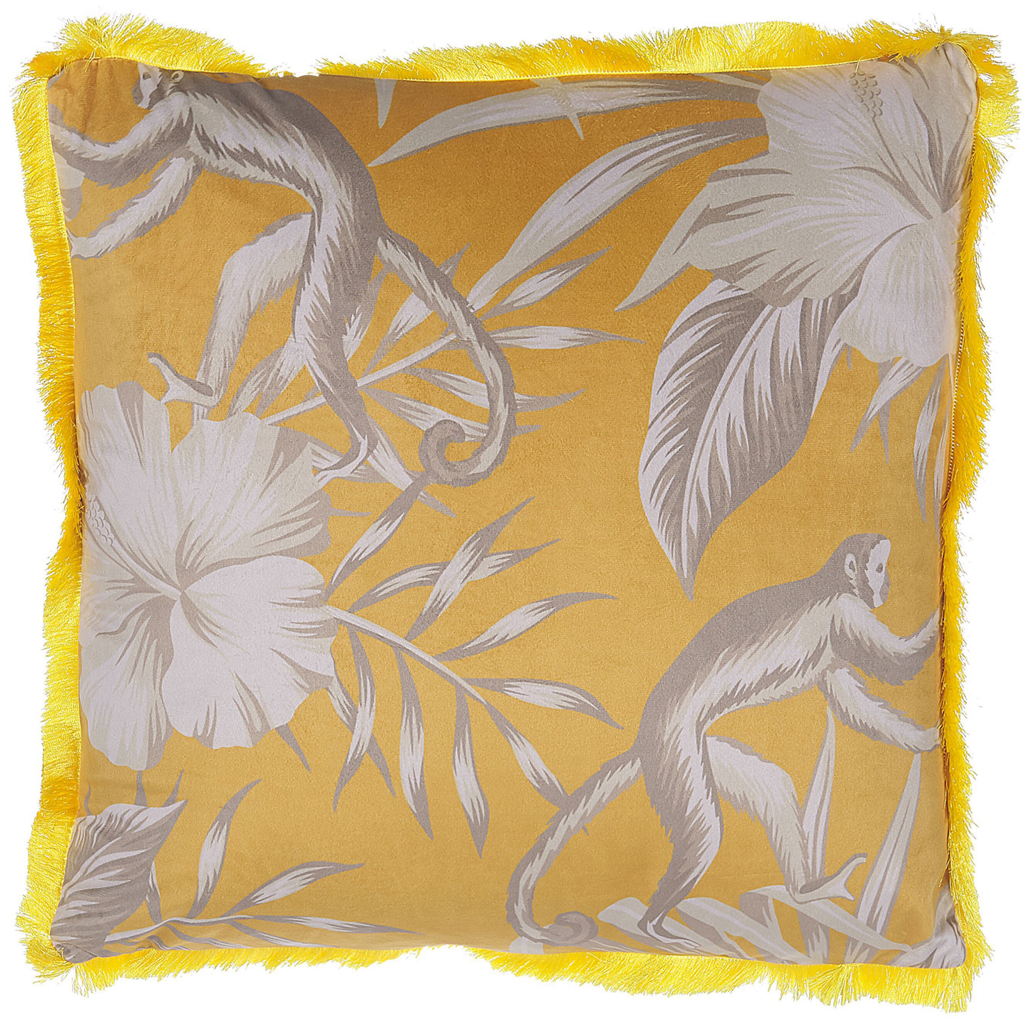 Dekokissen 2er Set MANJU Samtstoff 45 x 45 cm Gelb Tiermuster