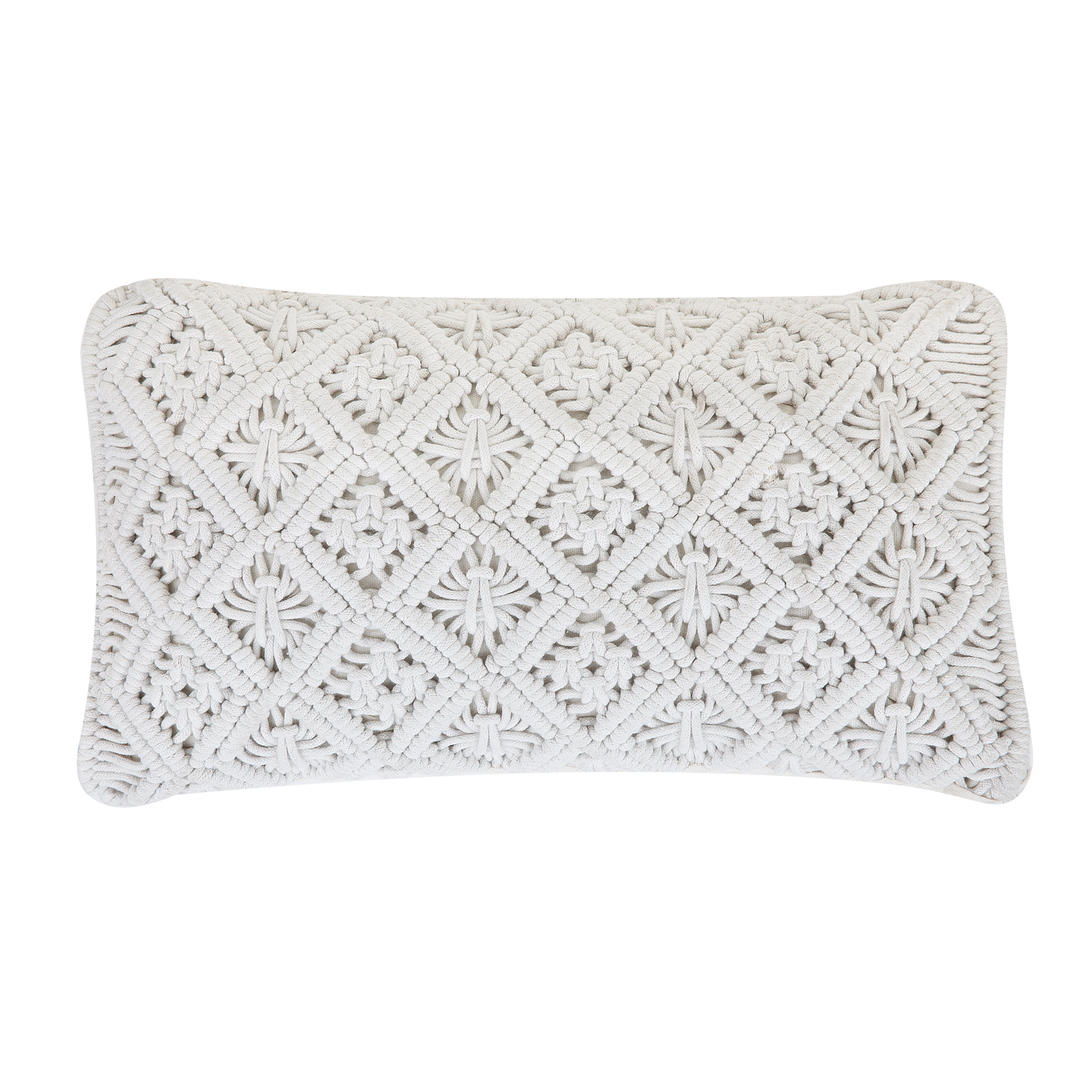 Kissen 2er Set Makramee Baumwolle Weiss ALATEPE 30 x 50 cm