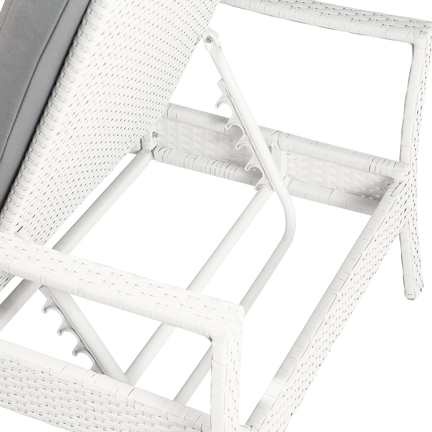 Gartenliege Rattan weiss Auflage grau VASTO