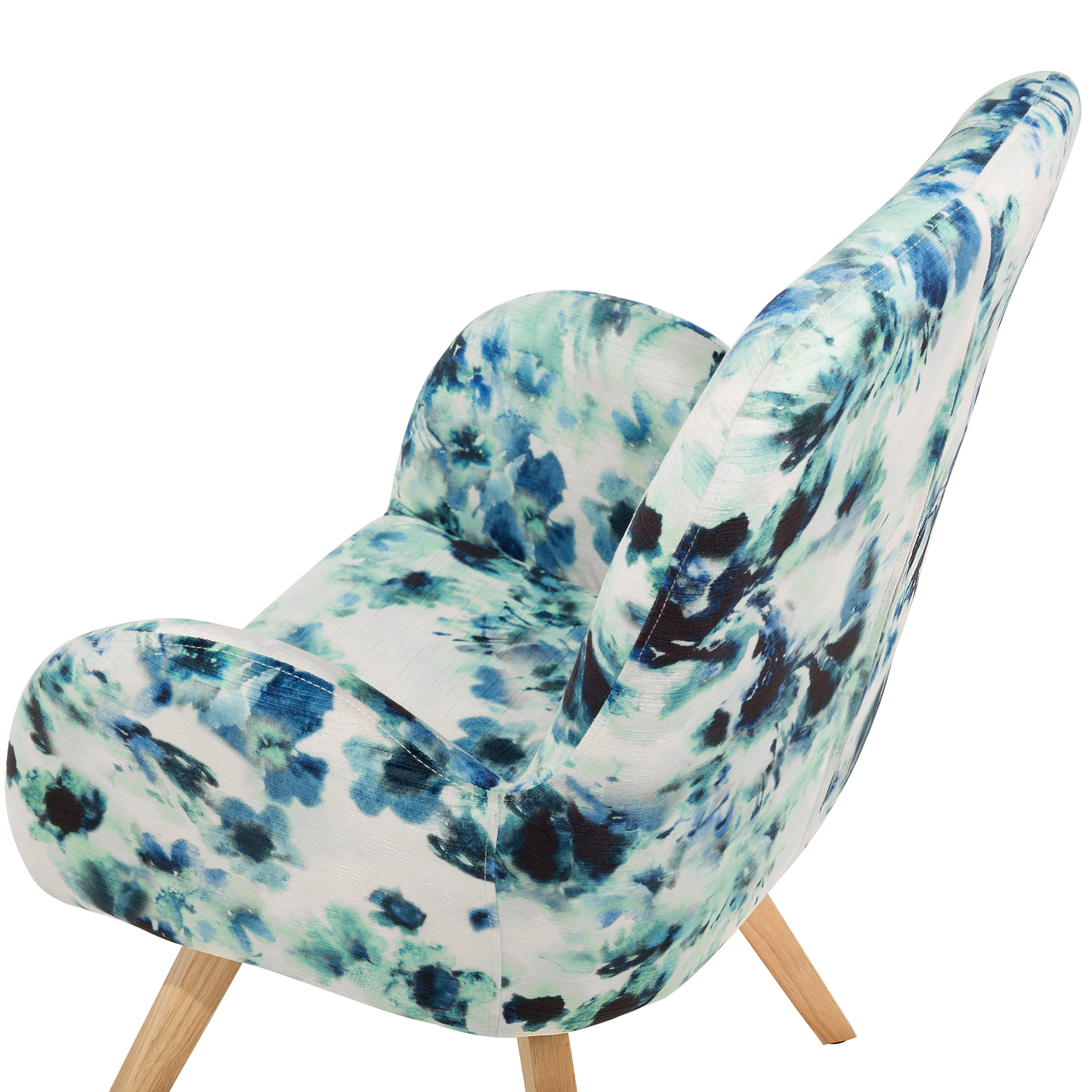 Sessel Polsterbezug blau geblümt BJARN