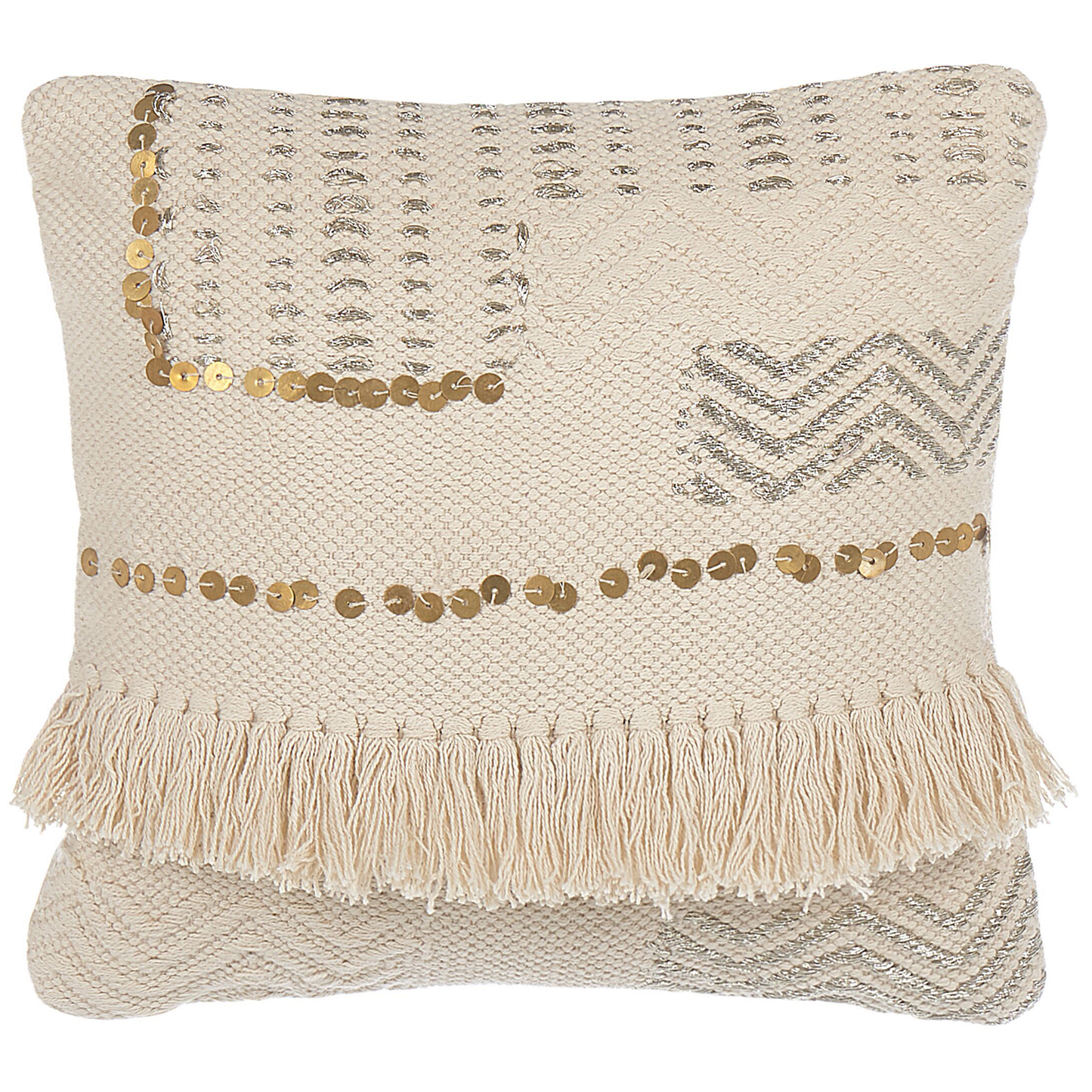 Dekokissen 2er Set VAYALI Baumwolle 45 x 45 cm Beige Streifenmuster