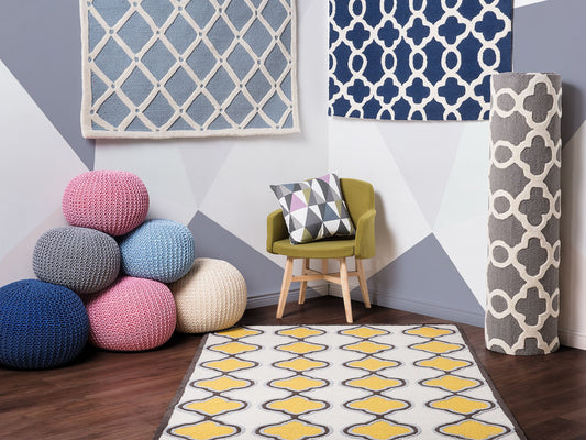 Teppich Wolle grau 140 x 200 cm marokkanisches Muster Kurzflor ZILE