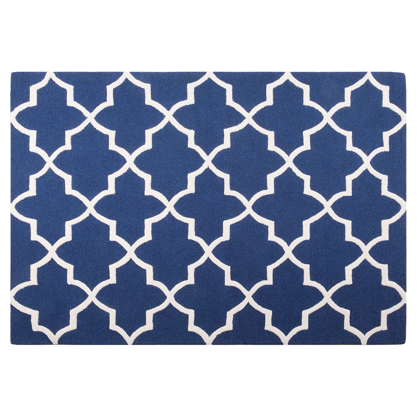 Teppich Wolle blau 140 x 200 cm marokkanisches Muster Kurzflor SILVAN